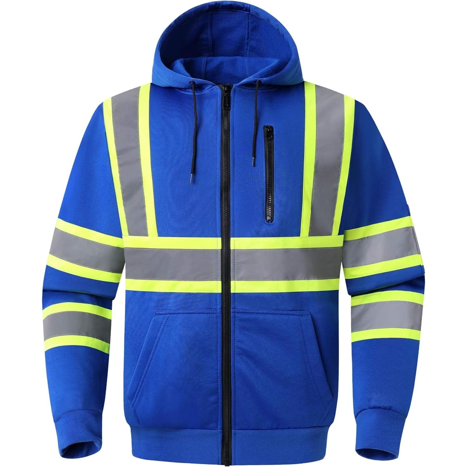 JKSafety Hi-Vis Reflective Safety Hooded Sweatshirt Zip-Up Hoodie (JKHS121)