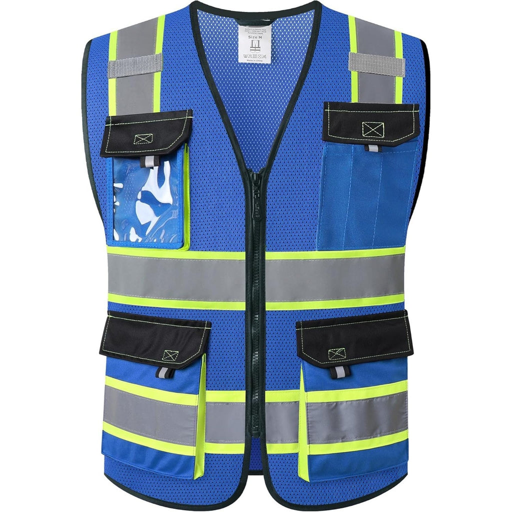 JKSafety 8 Pockets Two-Tone Mesh Hi-Vis Reflective Safety Vests (JK220)