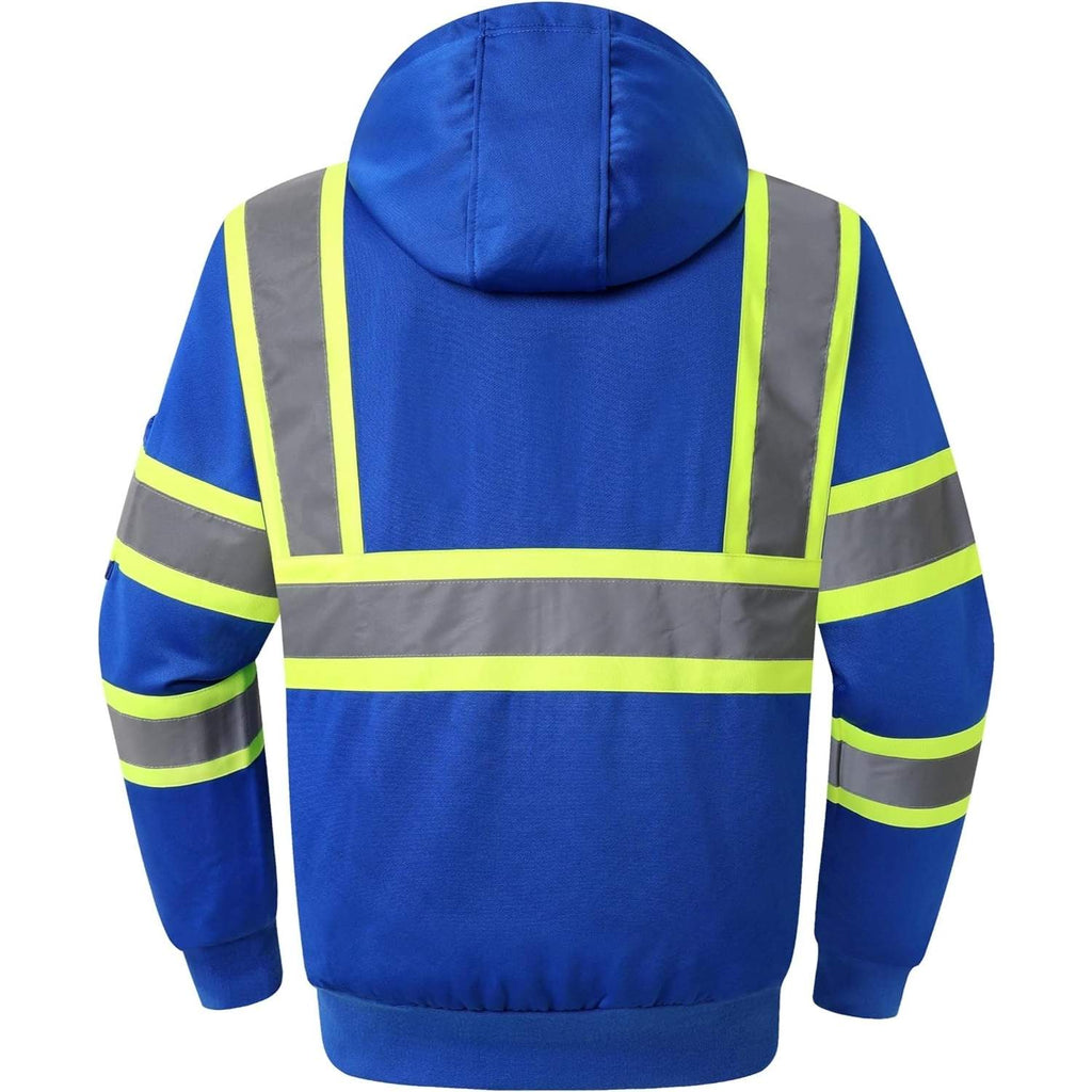 JKSafety Hi-Vis Reflective Safety Hooded Sweatshirt Zip-Up Hoodie (JKHS121)