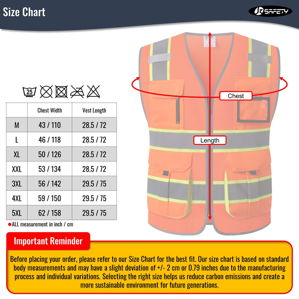JKSafety 9 Pockets Hi-Vis Mesh Safety Vest, Two-Tone (JK140)