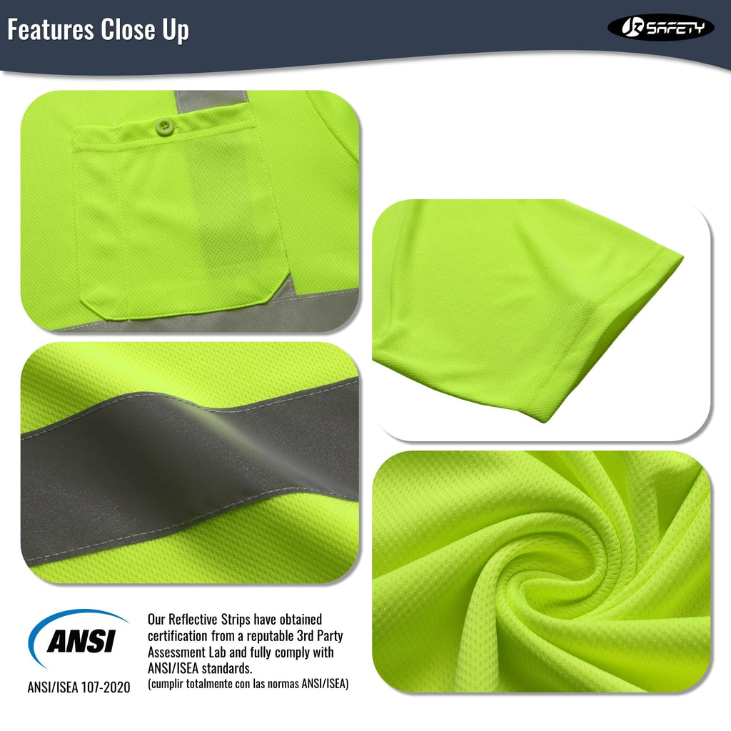 JKSafety 3-Pack Hi-Vis Reflective Safety Shirt Short Sleeve, Crew Neck (JKTS077-3P)