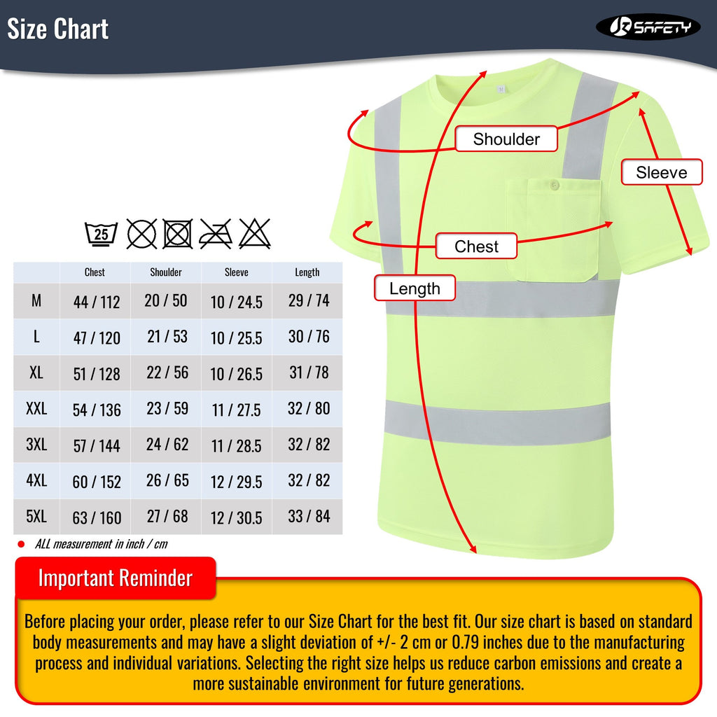 JKSafety 3-Pack Hi-Vis Reflective Safety Shirt Short Sleeve, Crew Neck (JKTS077-3P)