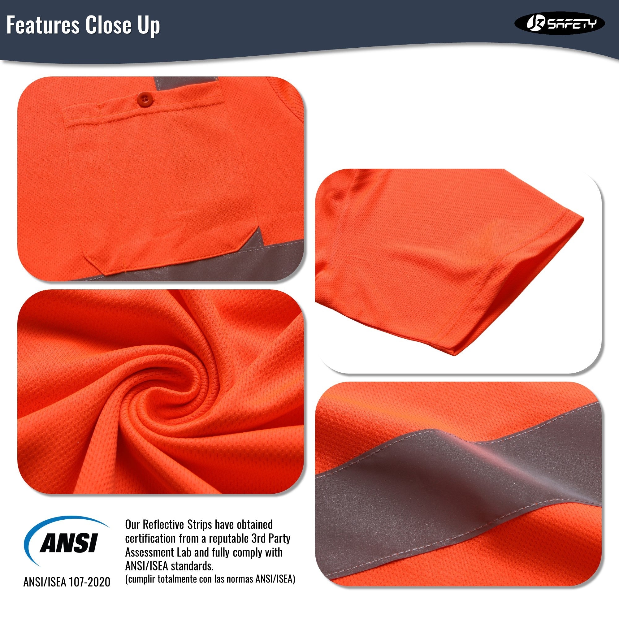 JKSafety 3-Pack Hi-Vis Reflective Safety Shirt Short Sleeve, Crew Neck (JKTS077-3P)