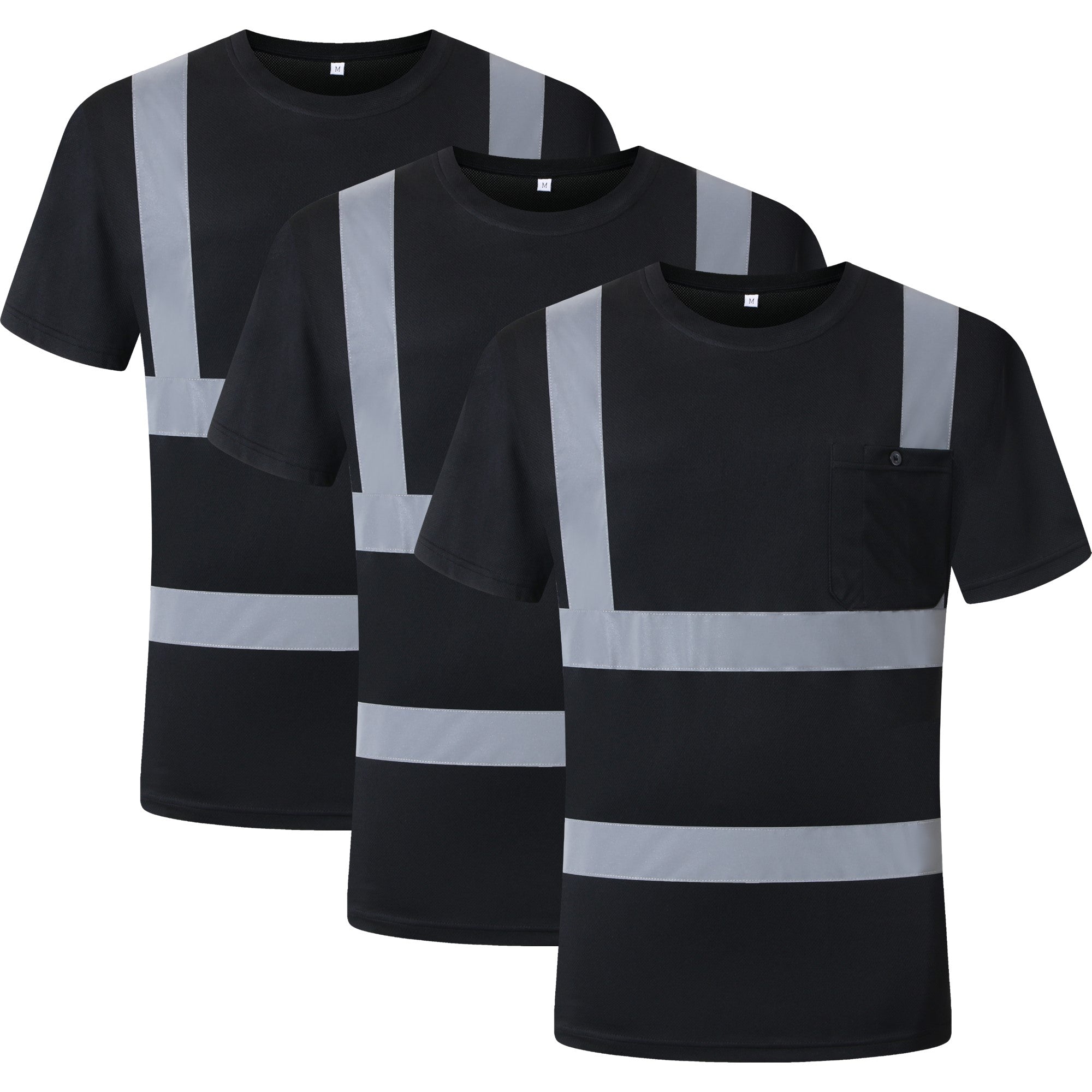 JKSafety 3-Pack Hi-Vis Reflective Safety Shirt Short Sleeve, Crew Neck (JKTS077-3P)