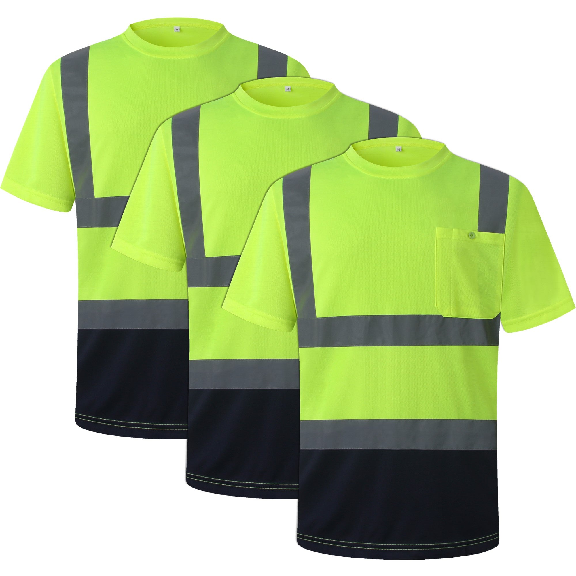 JKSafety 3-Pack Hi-Vis Reflective Safety Shirt Short Sleeve, Crew Neck (JKTS077-3P)