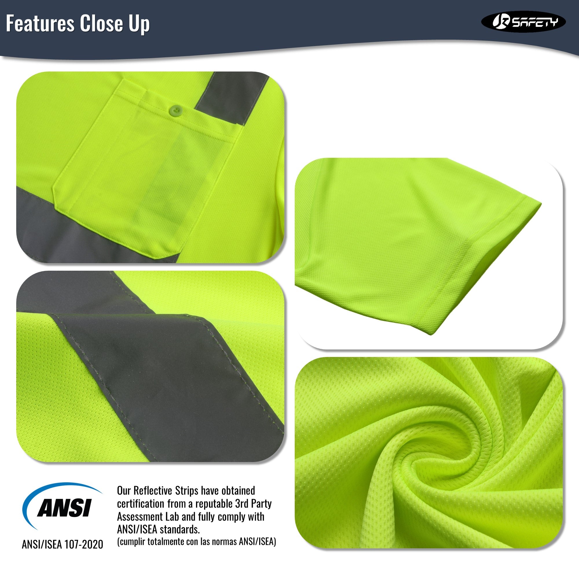 JKSafety 3-Pack Hi-Vis Reflective Safety Shirt Short Sleeve, Crew Neck (JKTS077-3P)