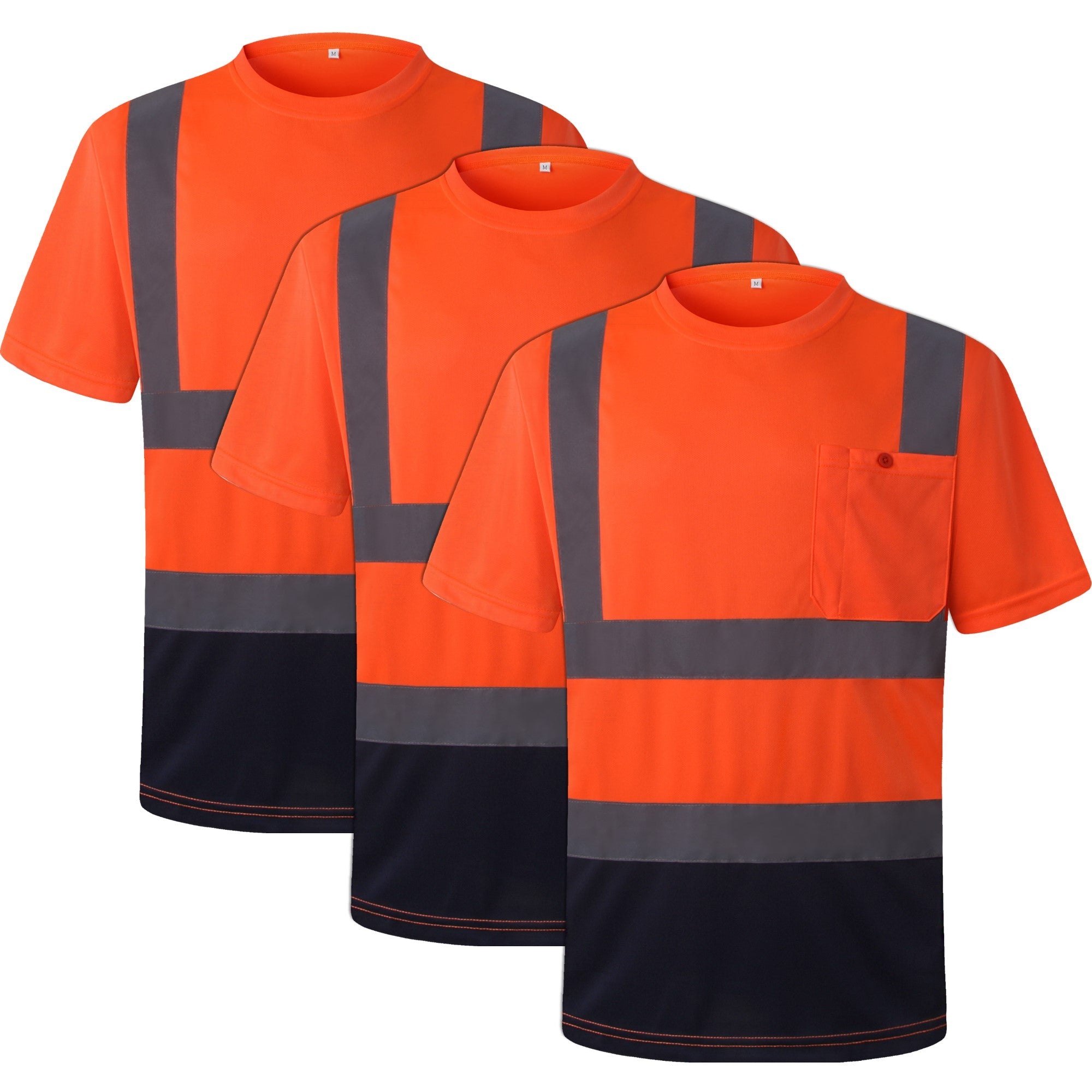 JKSafety 3-Pack Hi-Vis Reflective Safety Shirt Short Sleeve, Crew Neck (JKTS077-3P)