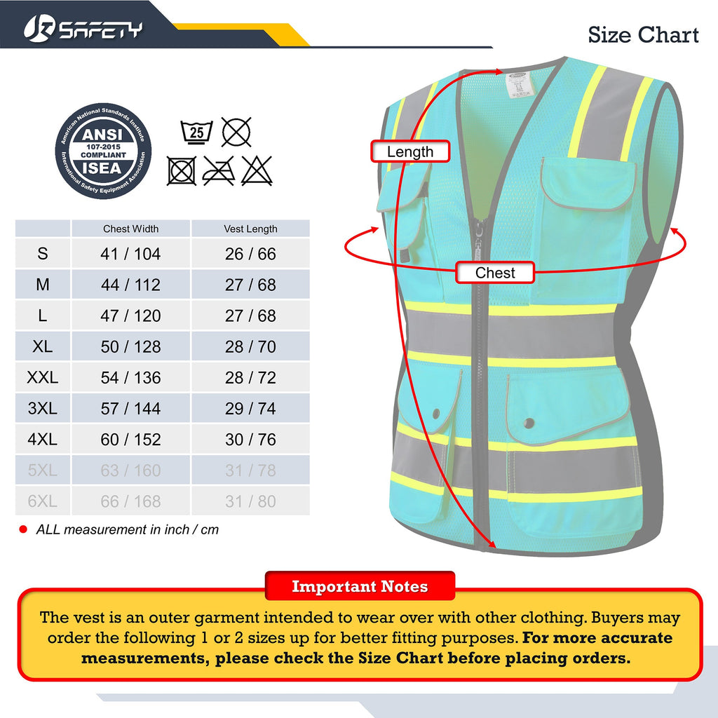 JKSafety 9 Pockets Women Mesh Two-Tone Hi-Vis Reflective Safety Vest (JK168)