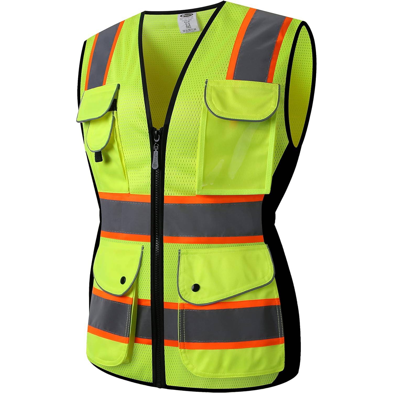 JKSafety 9 Pockets Women Mesh Two-Tone Hi-Vis Reflective Safety Vest (JK168)