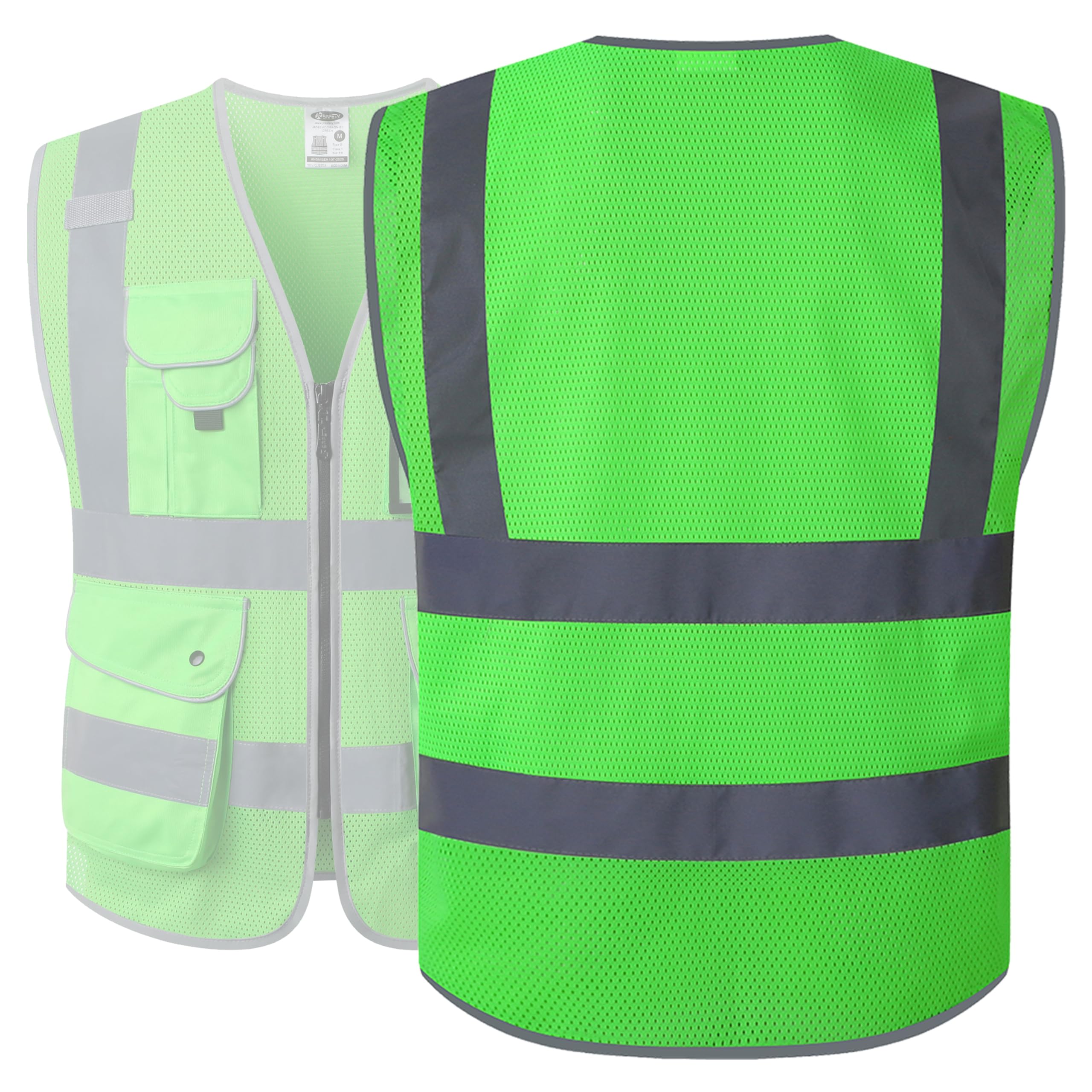 JKSafety 9 Pockets Mesh Hi-Vis Reflective Safety Vest (JK159)
