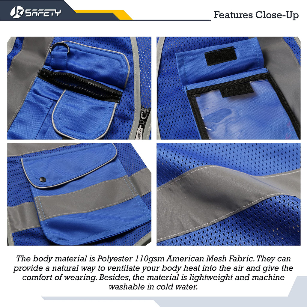 JKSafety 9 Pockets Mesh Hi-Vis Reflective Safety Vest (JK159)