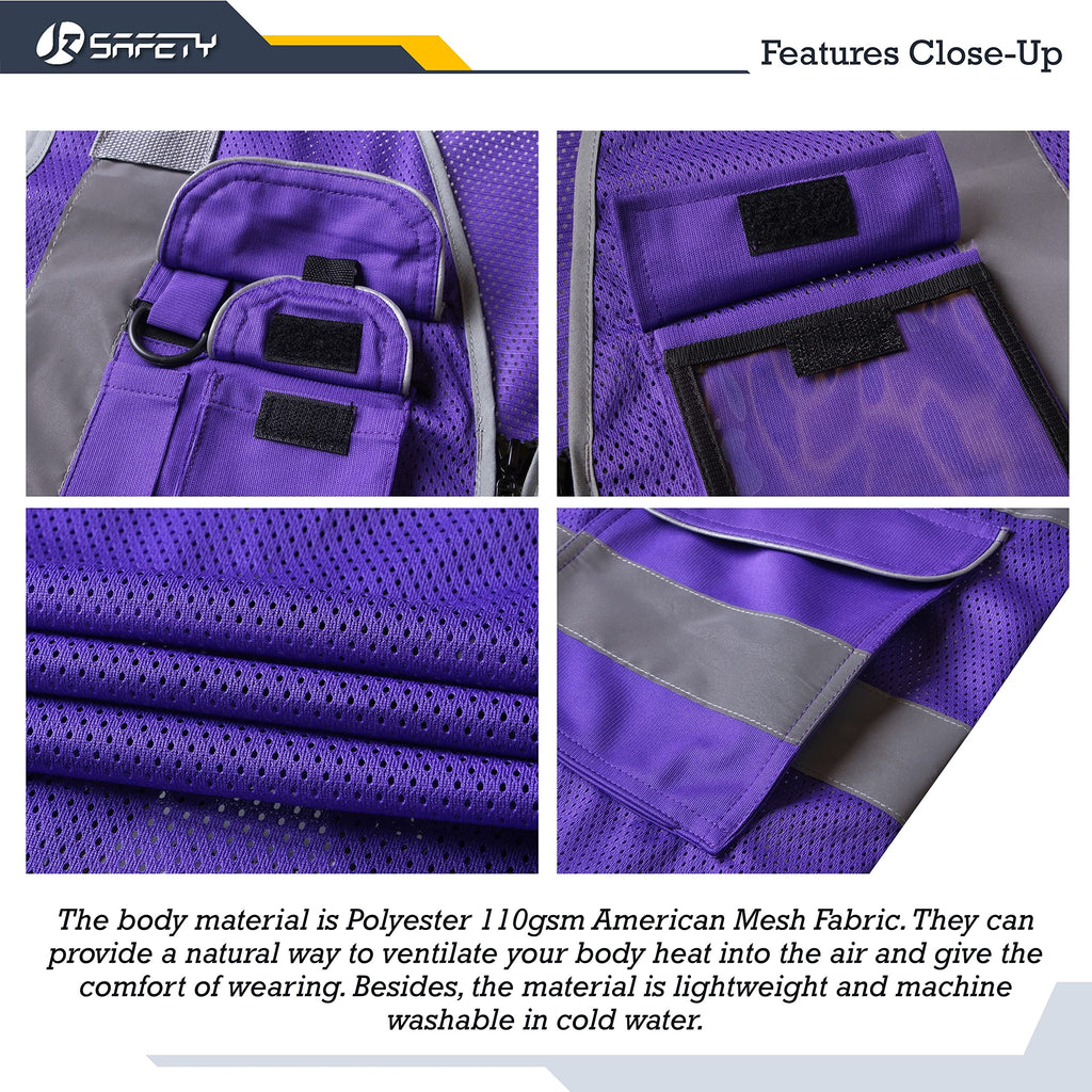 JKSafety 9 Pockets Mesh Hi-Vis Reflective Safety Vest (JK159)