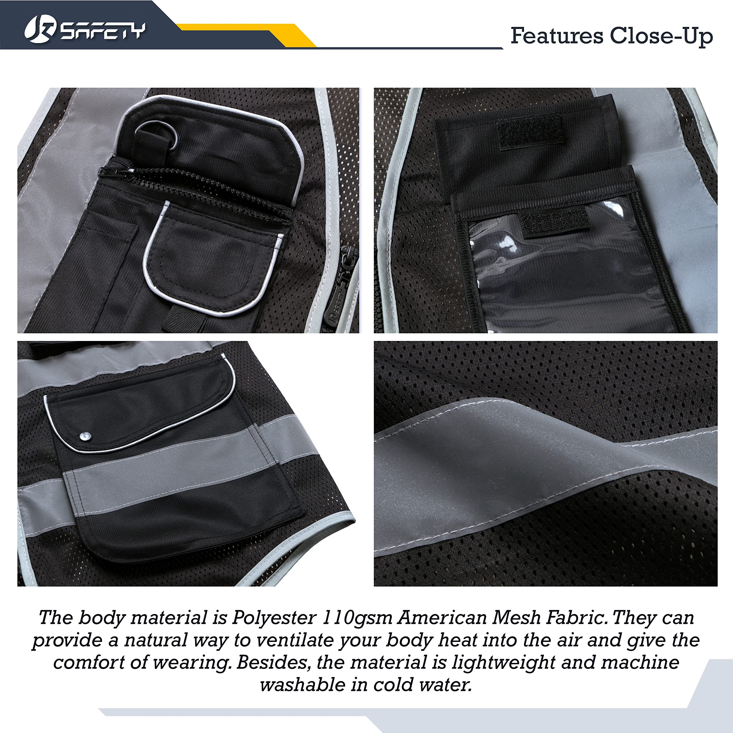 JKSafety 9 Pockets Mesh Hi-Vis Reflective Safety Vest (JK159)