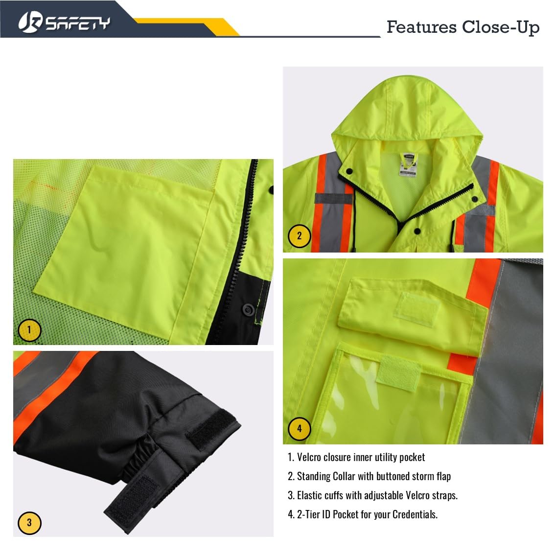 JKSafety Hi-Vis Rain Gear, Waterproof Reflective Rain Jacket and Pants (JKRS117)