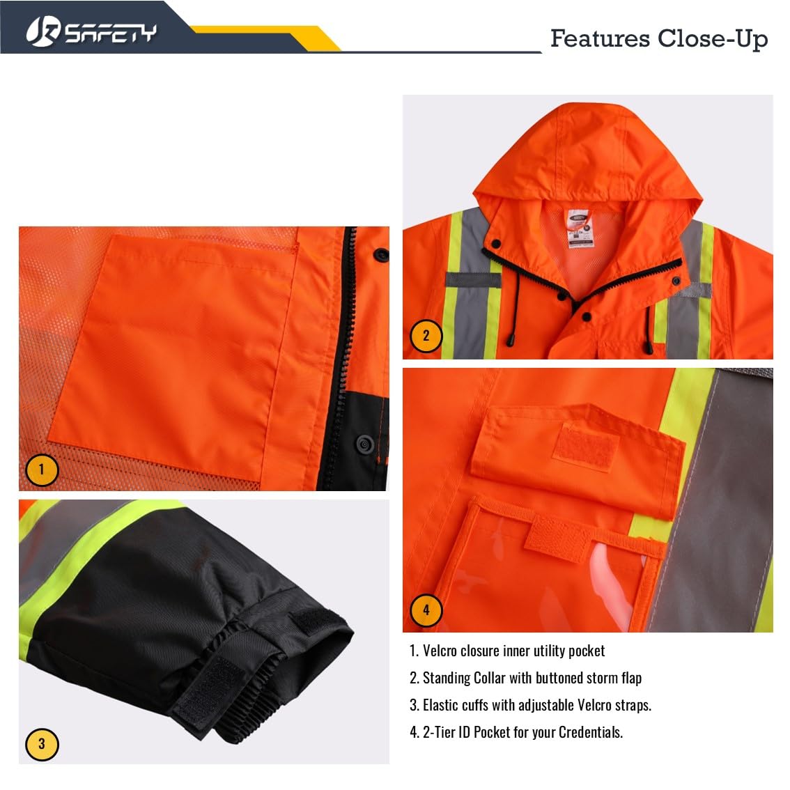 JKSafety Hi-Vis Rain Gear, Waterproof Reflective Rain Jacket and Pants (JKRS117)