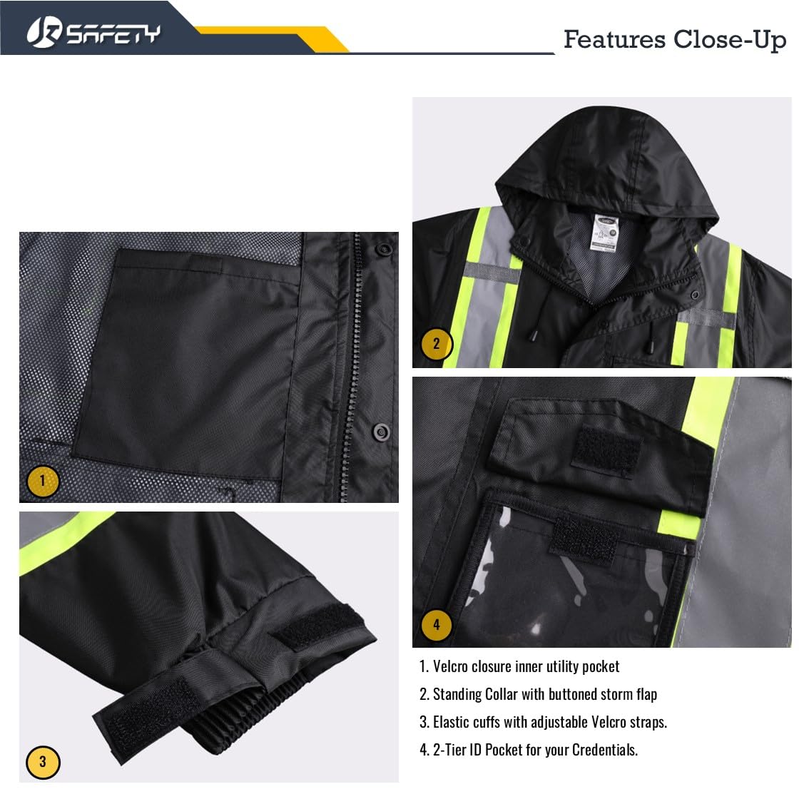 JKSafety Hi-Vis Rain Gear, Waterproof Reflective Rain Jacket and Pants (JKRS117)