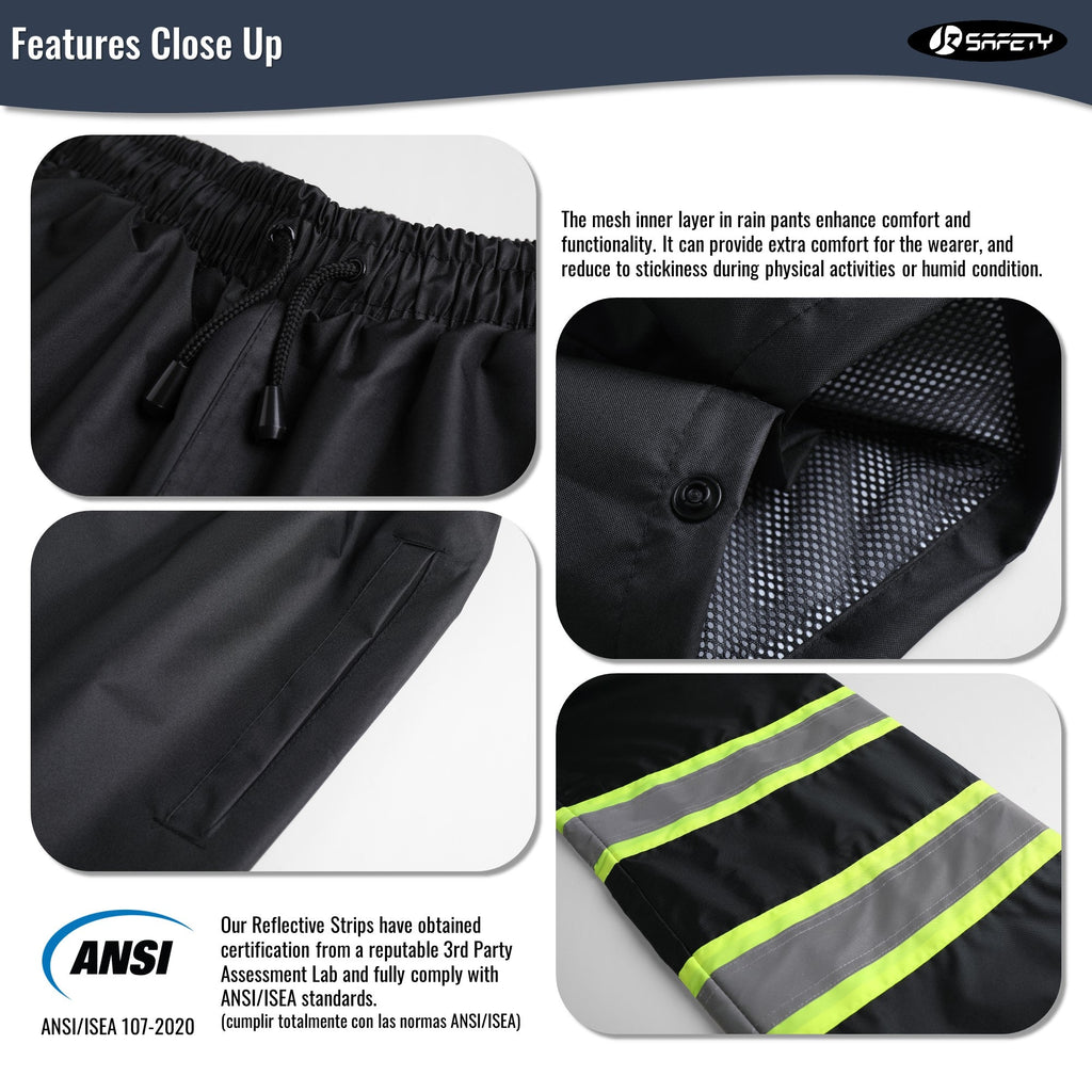 JKSafety Hi-Vis Rain Pants Waterproof 3M Scotchlite Rain Trousers (JK114)