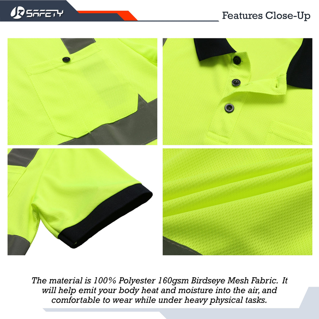 JKSafety 3-Pack Hi-Vis Reflective Safety Polo Shirt (JKP066-3P)