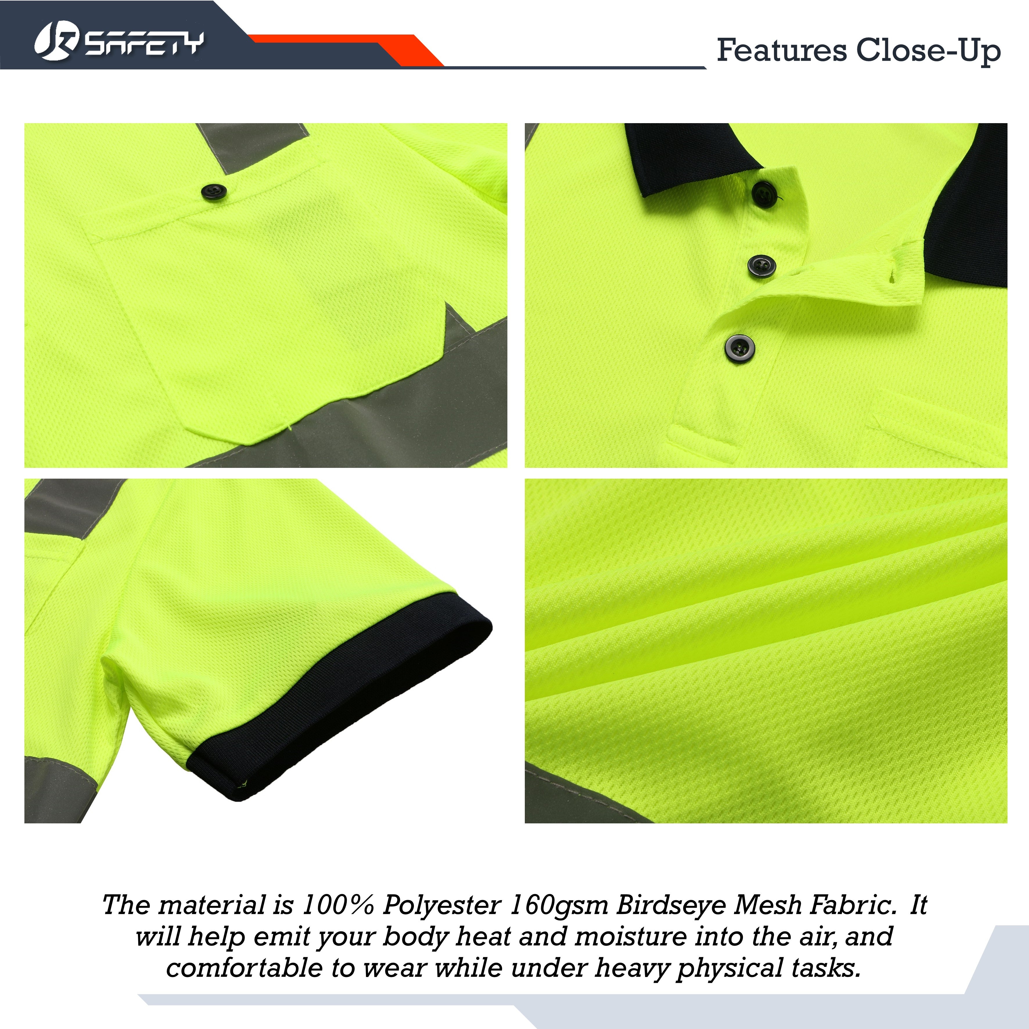 JKSafety 3-Pack Hi-Vis Reflective Safety Polo Shirt (JKP066-3P)