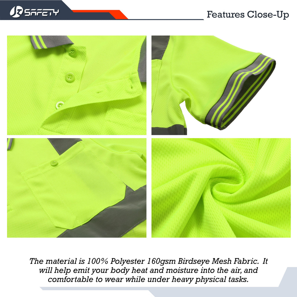 JKSafety 3-Pack Hi-Vis Reflective Safety Polo Shirt (JKP066-3P)