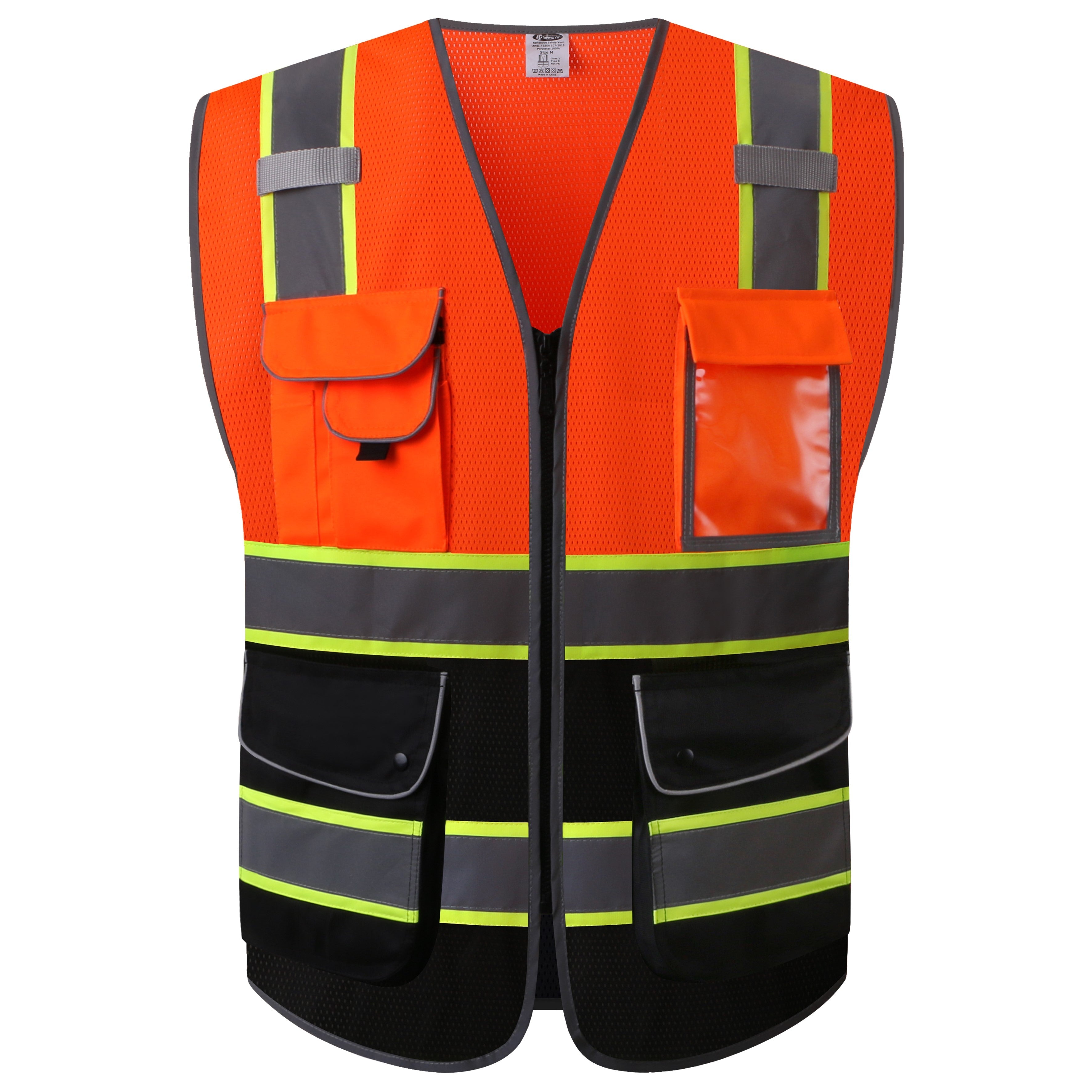 JKSafety 9 Pockets Mesh Two-Tone Hi-Vis Reflective Safety Vest (JK100)
