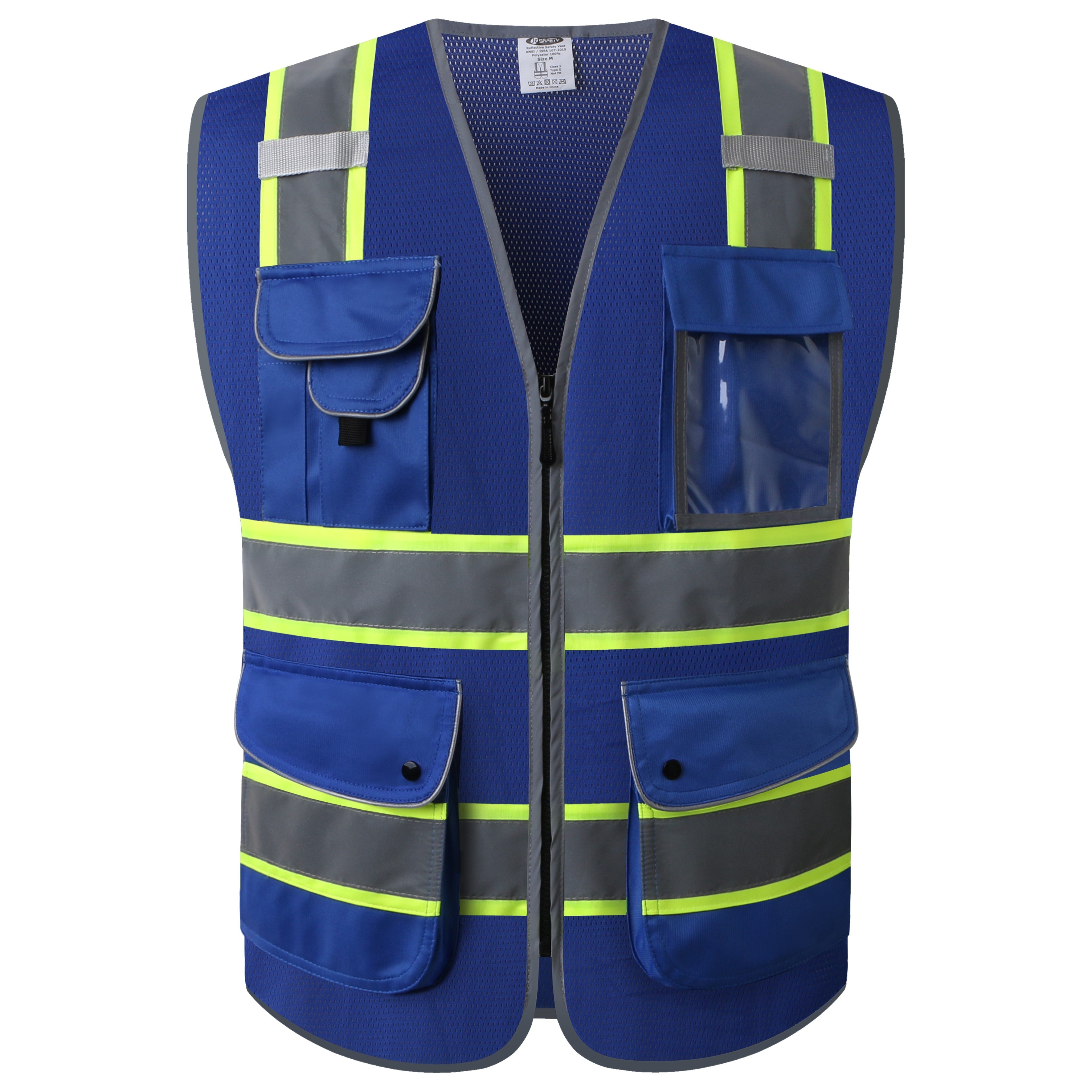 JKSafety 9 Pockets Mesh Two-Tone Hi-Vis Reflective Safety Vest (JK100)