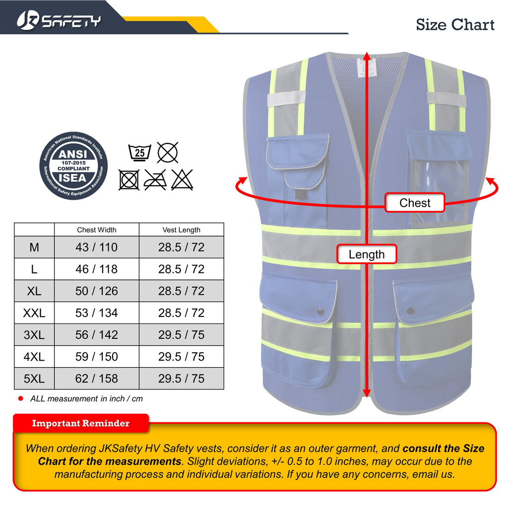 JKSafety 9 Pockets Mesh Two-Tone Hi-Vis Reflective Safety Vest (JK100)