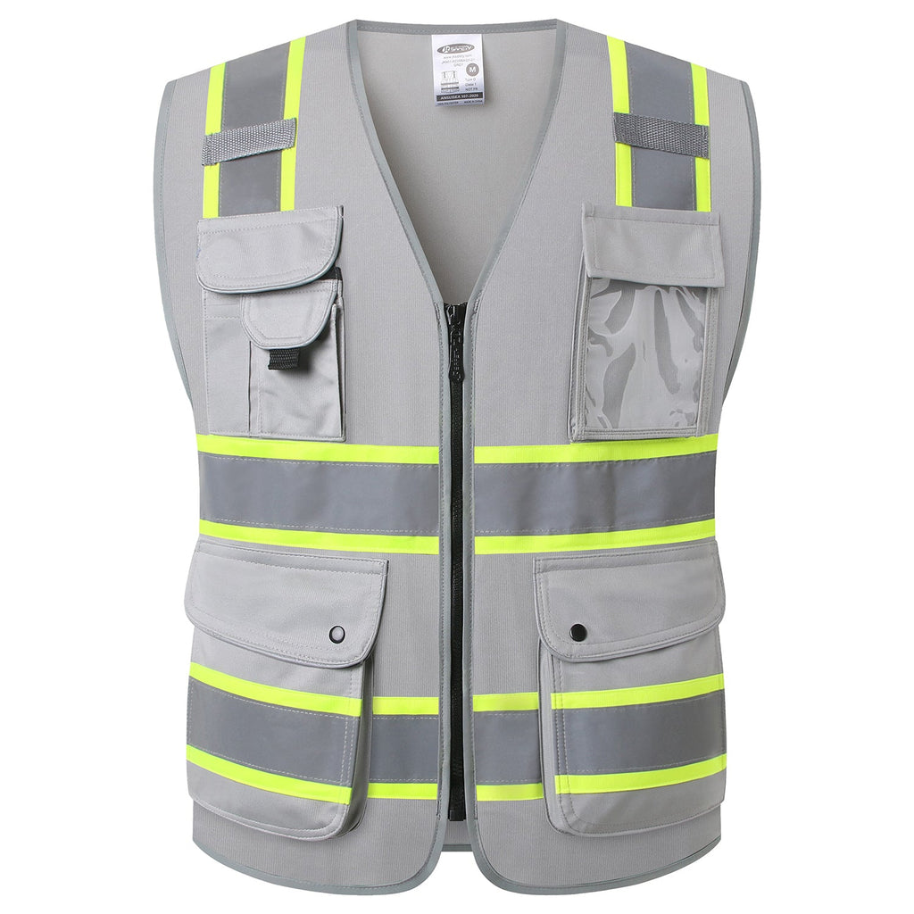 JKSafety 9 Pockets Two-Tone Hi-Vis Reflective Safety Vest (JK901)
