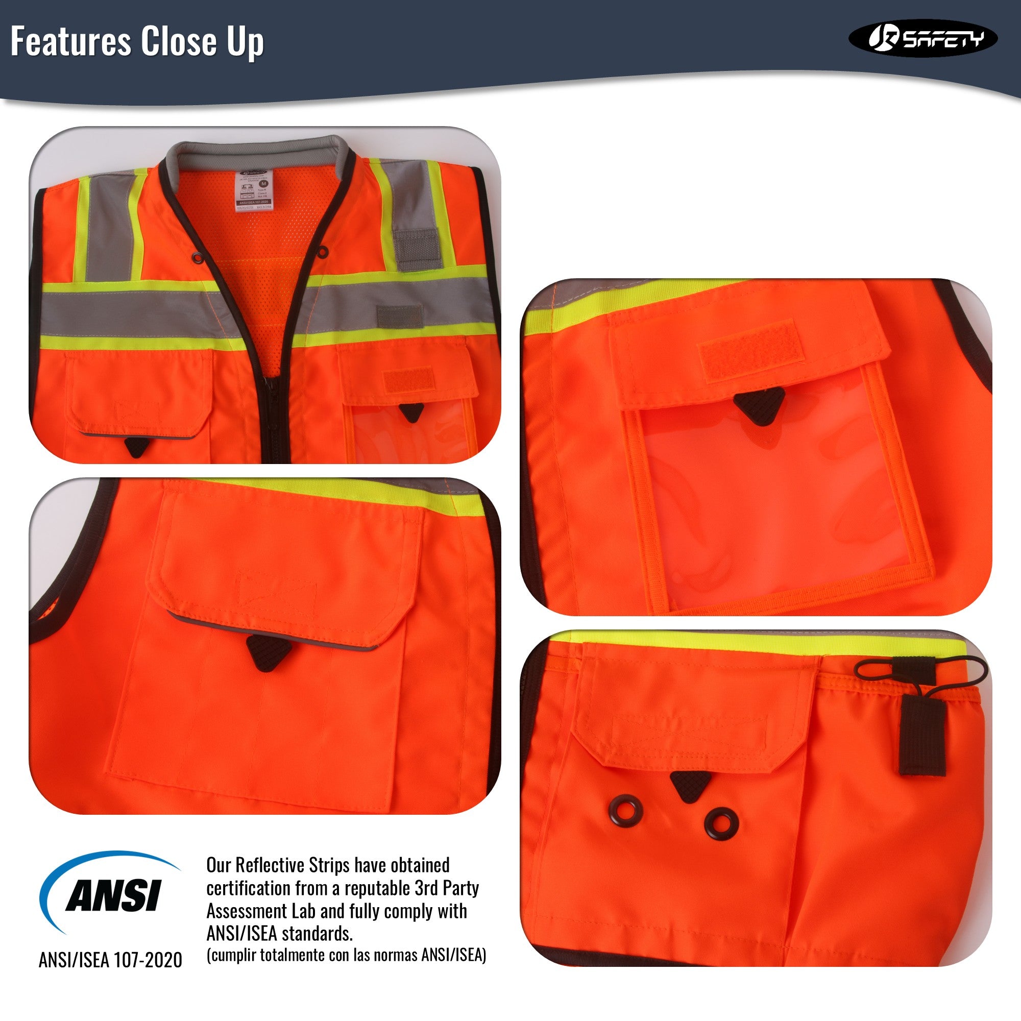 JKSafety Heavy Duty Reflective Surveyor Safety Vest Cushioned Collar (JK188)