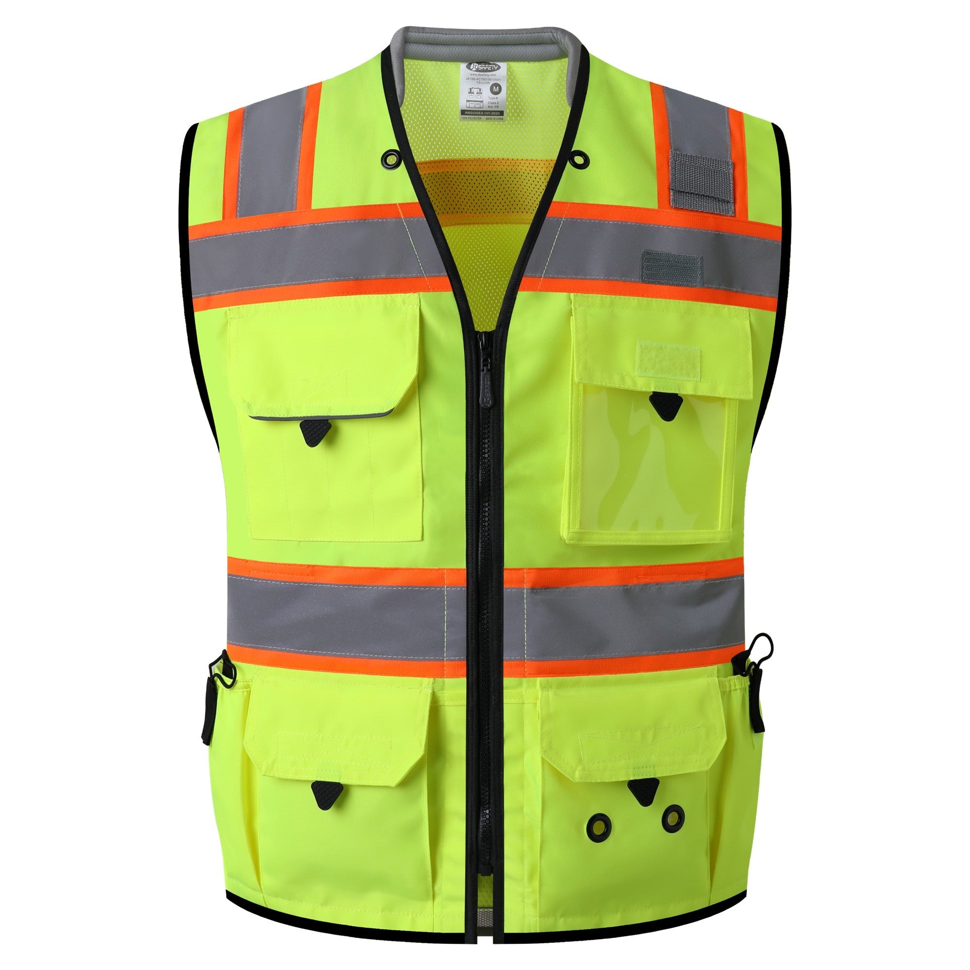 JKSafety Heavy Duty Reflective Surveyor Safety Vest Cushioned Collar (JK188)
