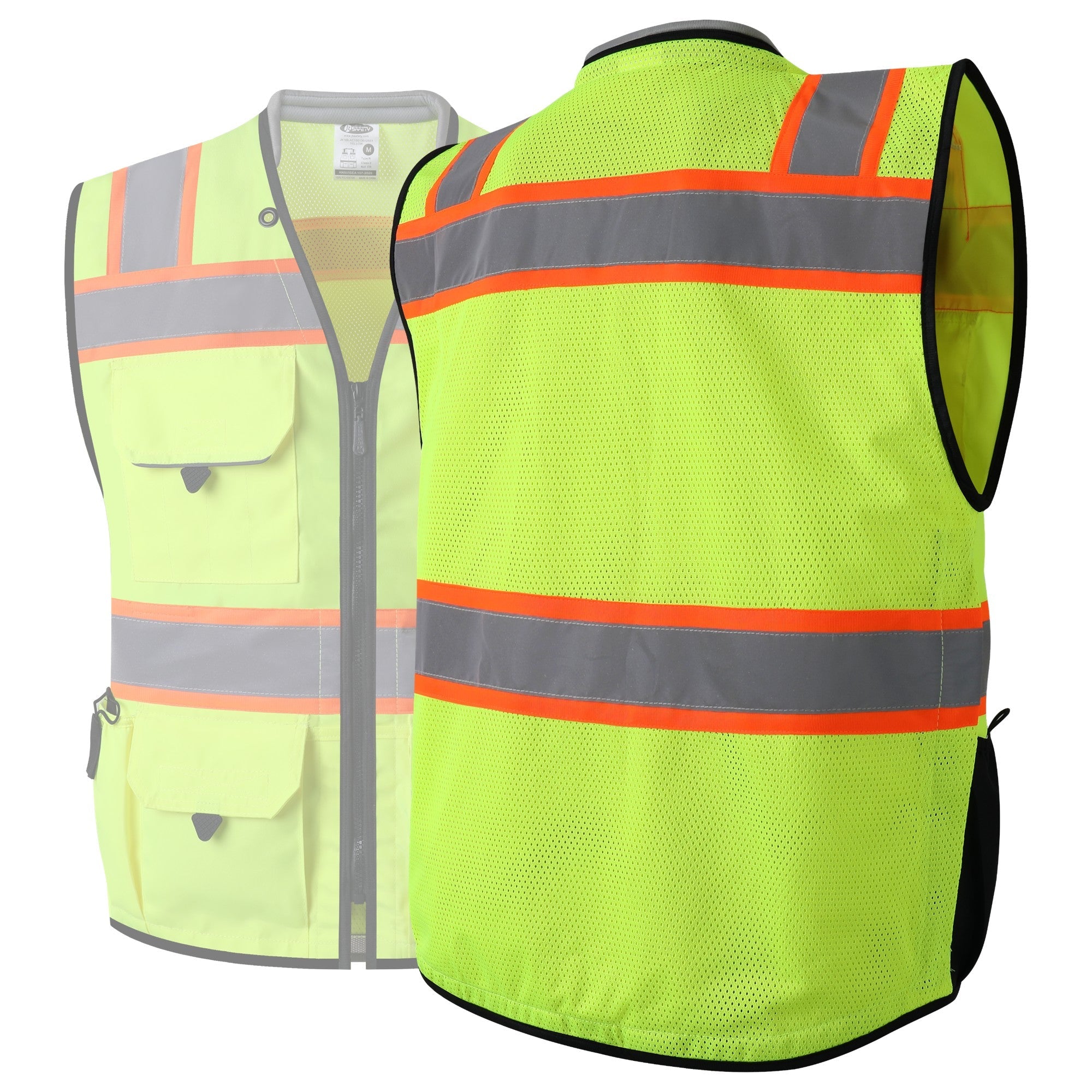 JKSafety Heavy Duty Reflective Surveyor Safety Vest Cushioned Collar (JK188)