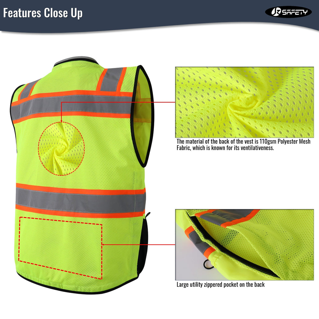 JKSafety Heavy Duty Reflective Surveyor Safety Vest Cushioned Collar (JK188)