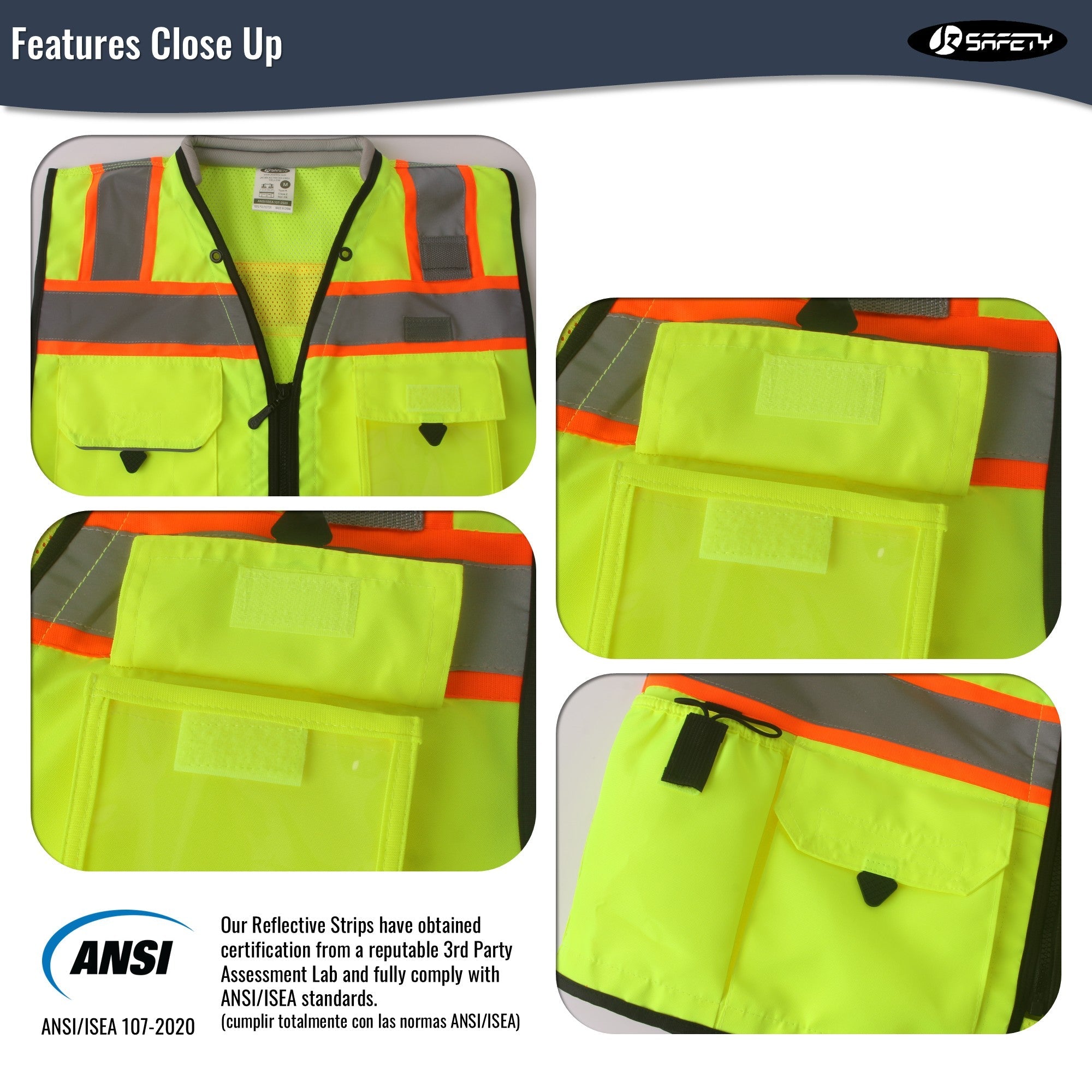 JKSafety Heavy Duty Reflective Surveyor Safety Vest Cushioned Collar (JK188)