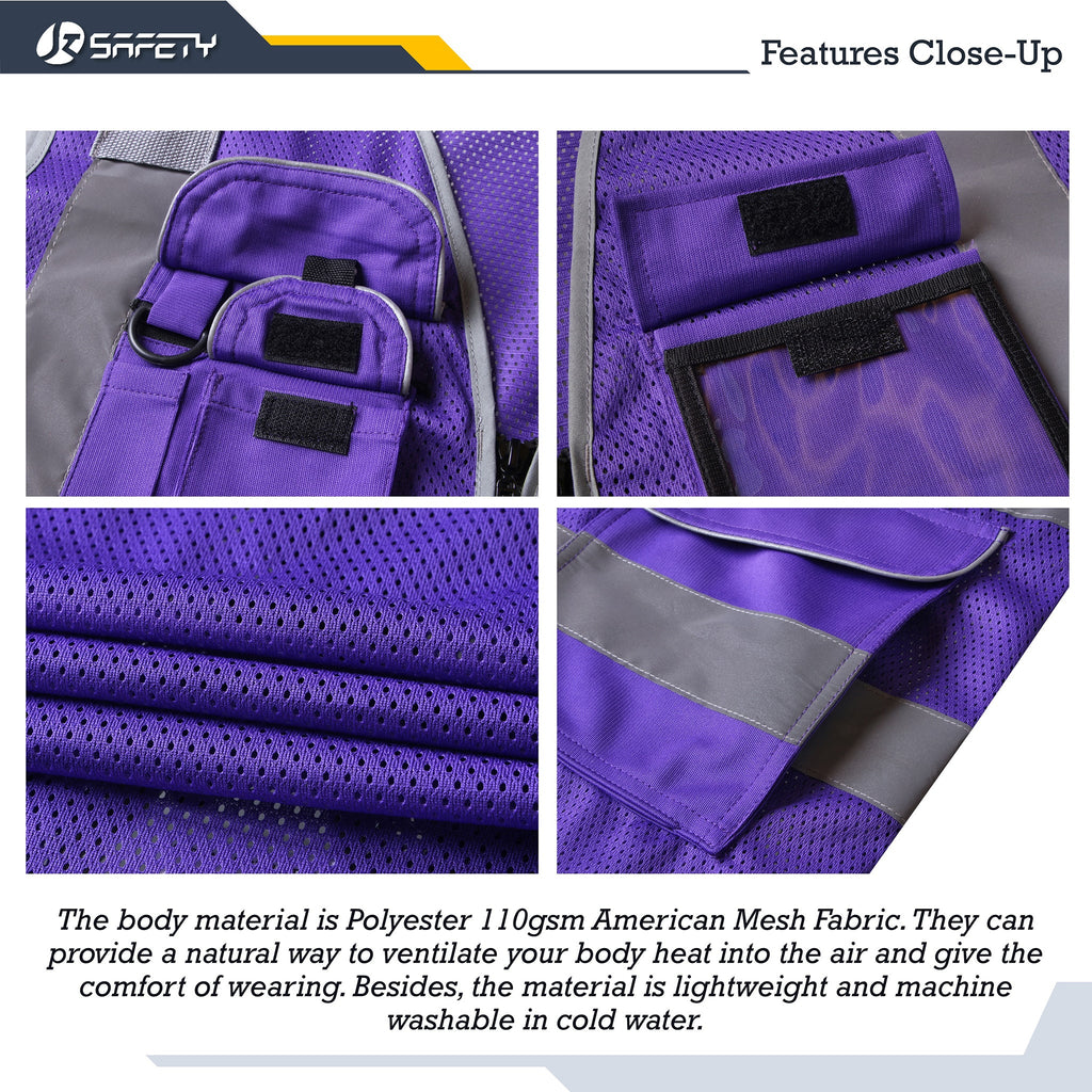 JKSafety 9 Pockets 2-Pack Hi-Vis Reflective Mesh Safety Vest (JK160)
