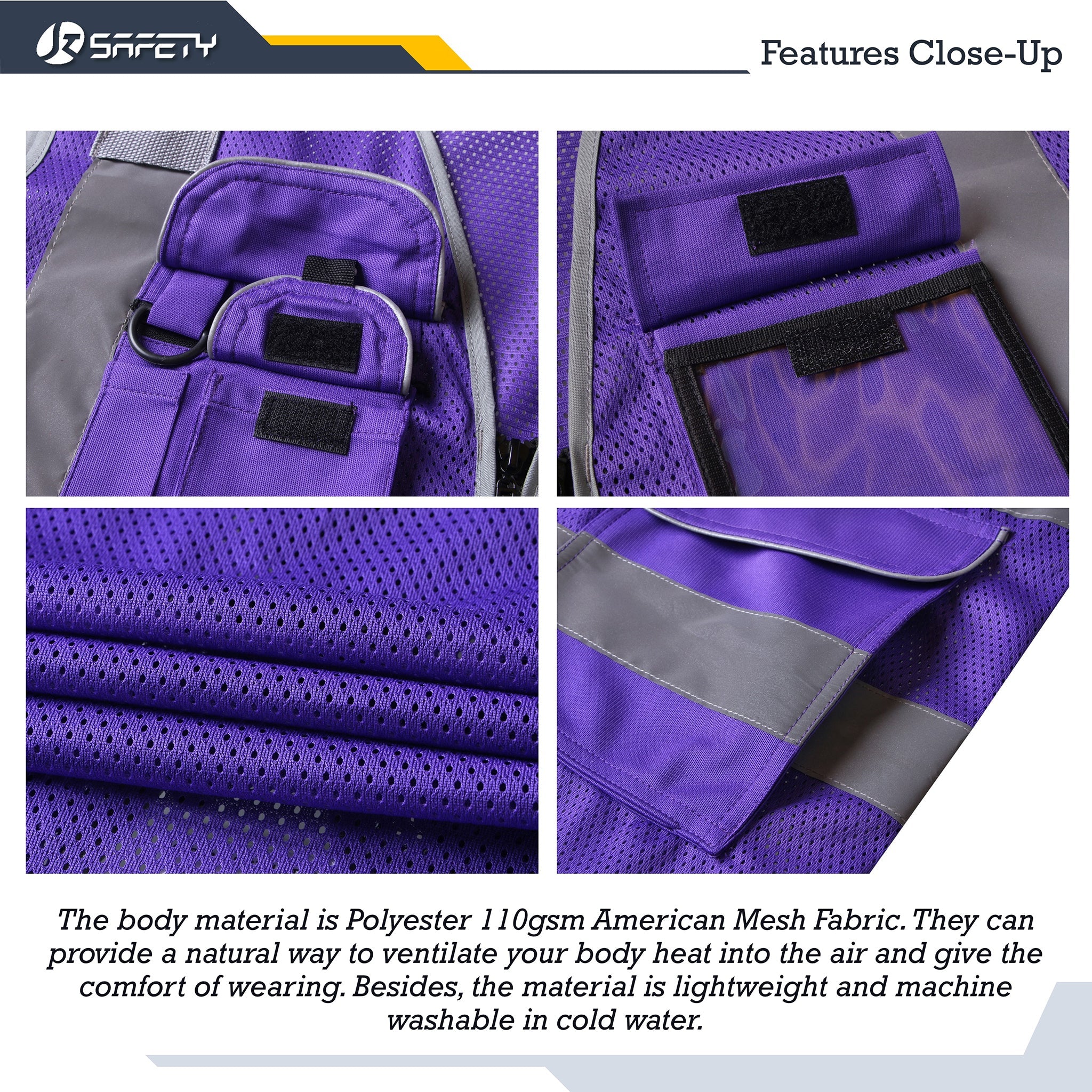 JKSafety 9 Pockets 2-Pack Hi-Vis Reflective Mesh Safety Vest (JK160)