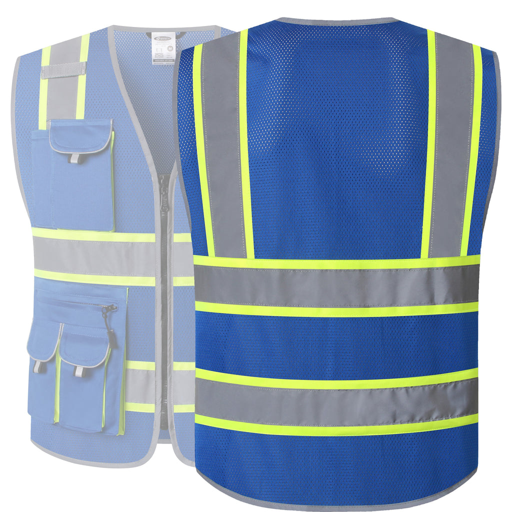 JKSafety 10 Pockets Two-Tone Mesh Hi-Vis Reflective Safety Vest (JK086)