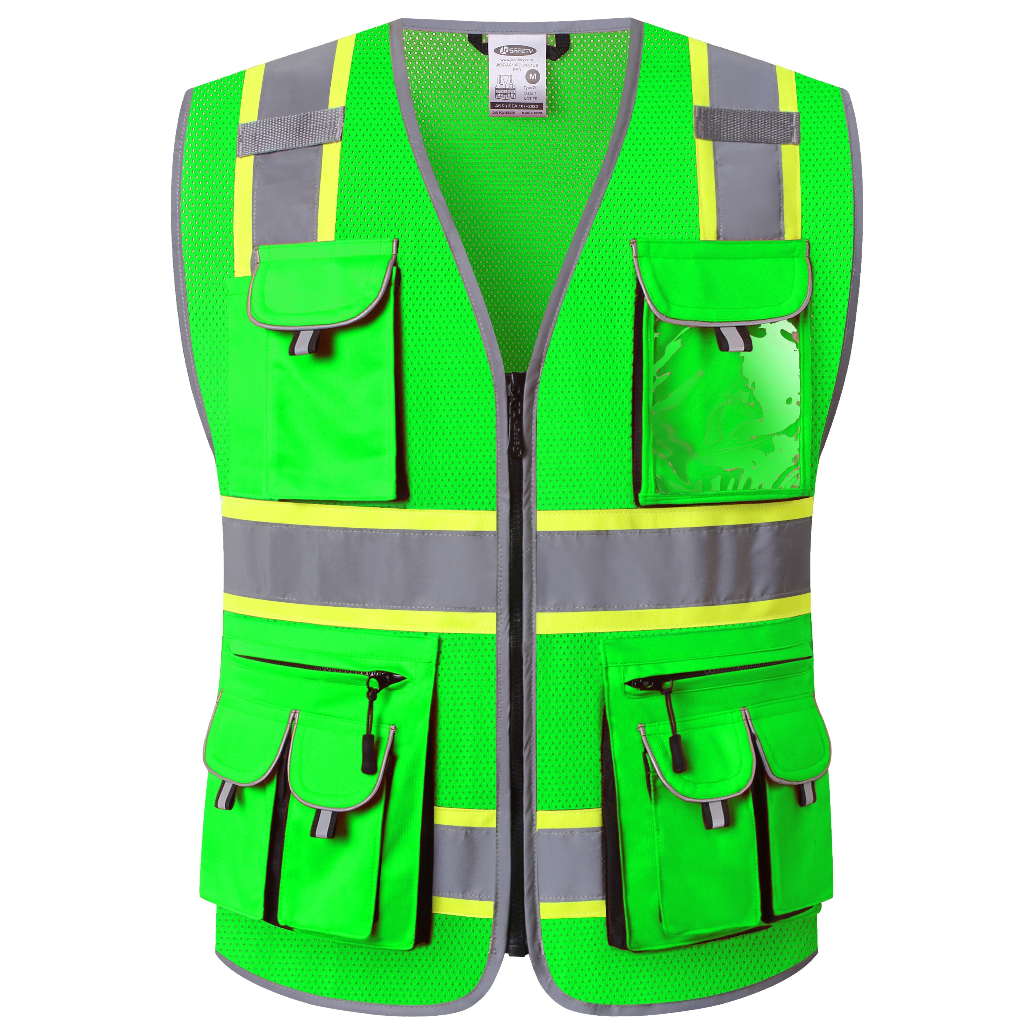 JKSafety 10 Pockets Two-Tone Mesh Hi-Vis Reflective Safety Vest (JK086)