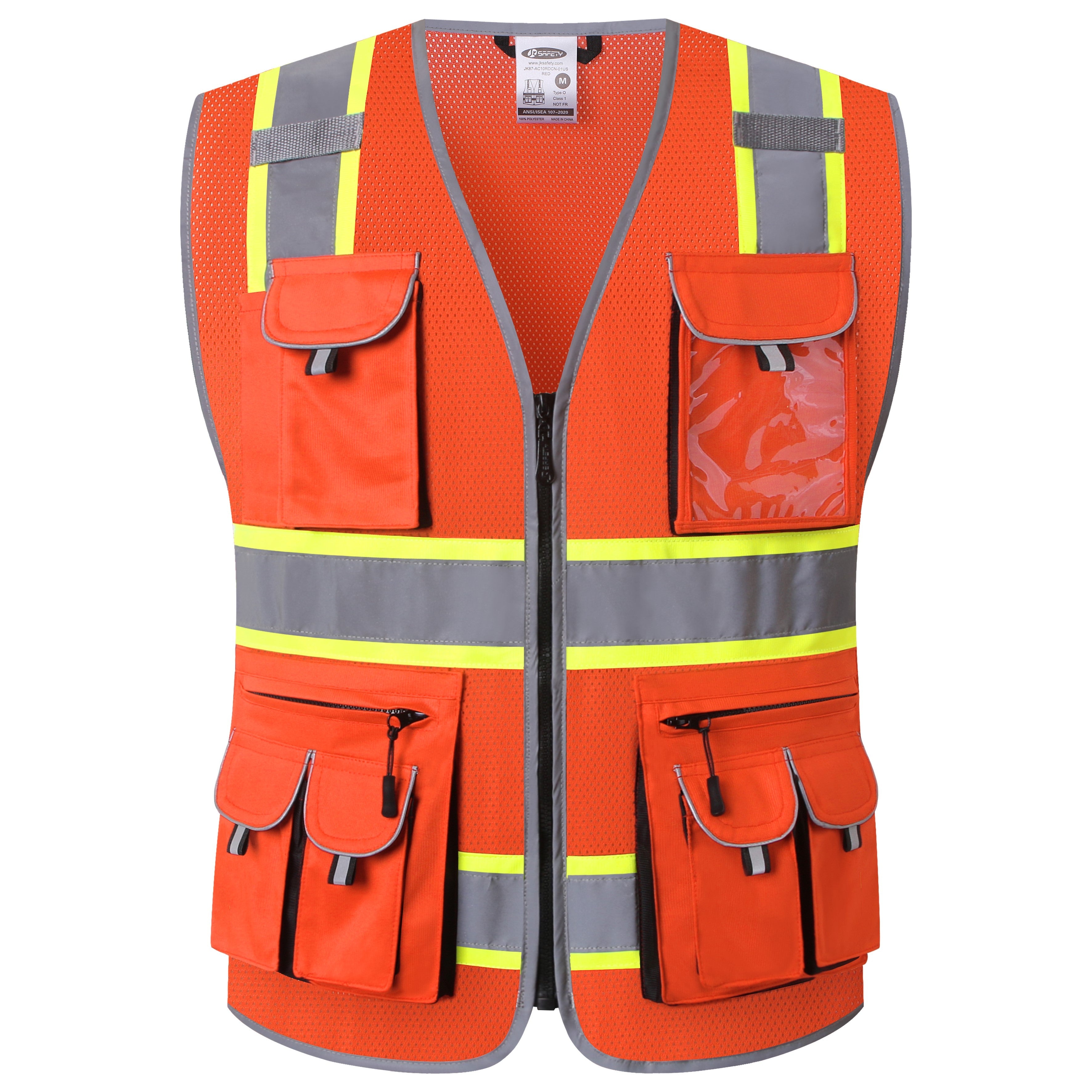 JKSafety 10 Pockets Two-Tone Mesh Hi-Vis Reflective Safety Vest (JK086)