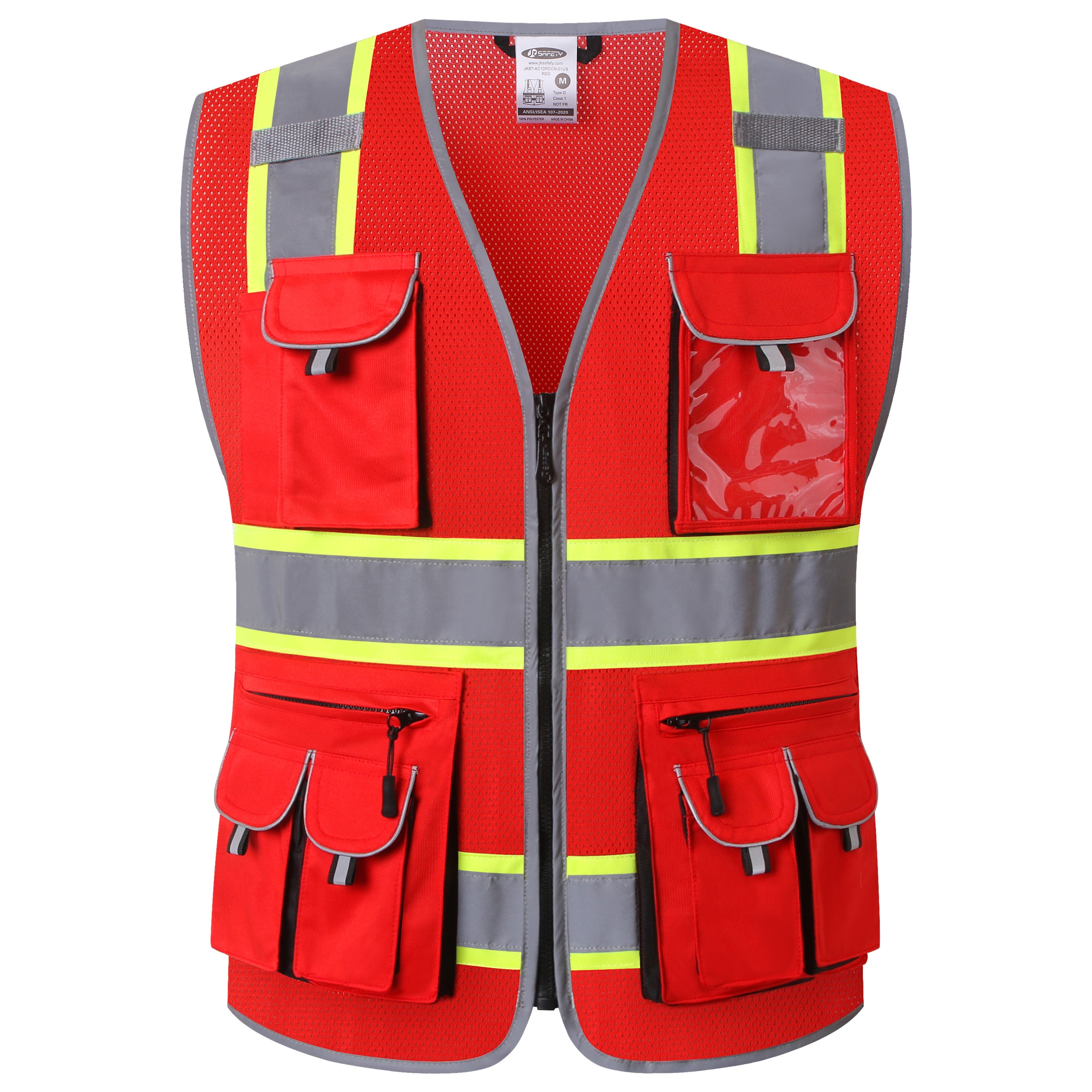 JKSafety 10 Pockets Two-Tone Mesh Hi-Vis Reflective Safety Vest (JK086)