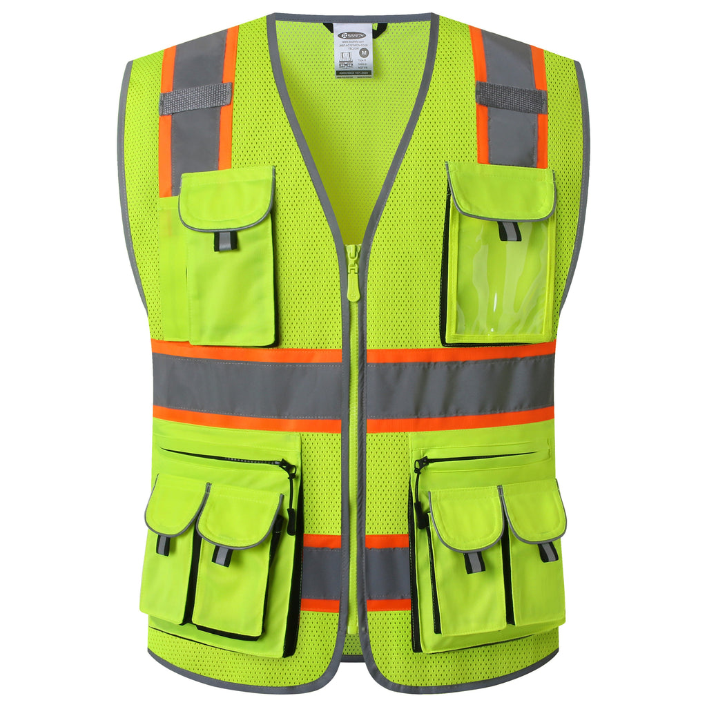 JKSafety 10 Pockets Two-Tone Mesh Hi-Vis Reflective Safety Vest (JK086)