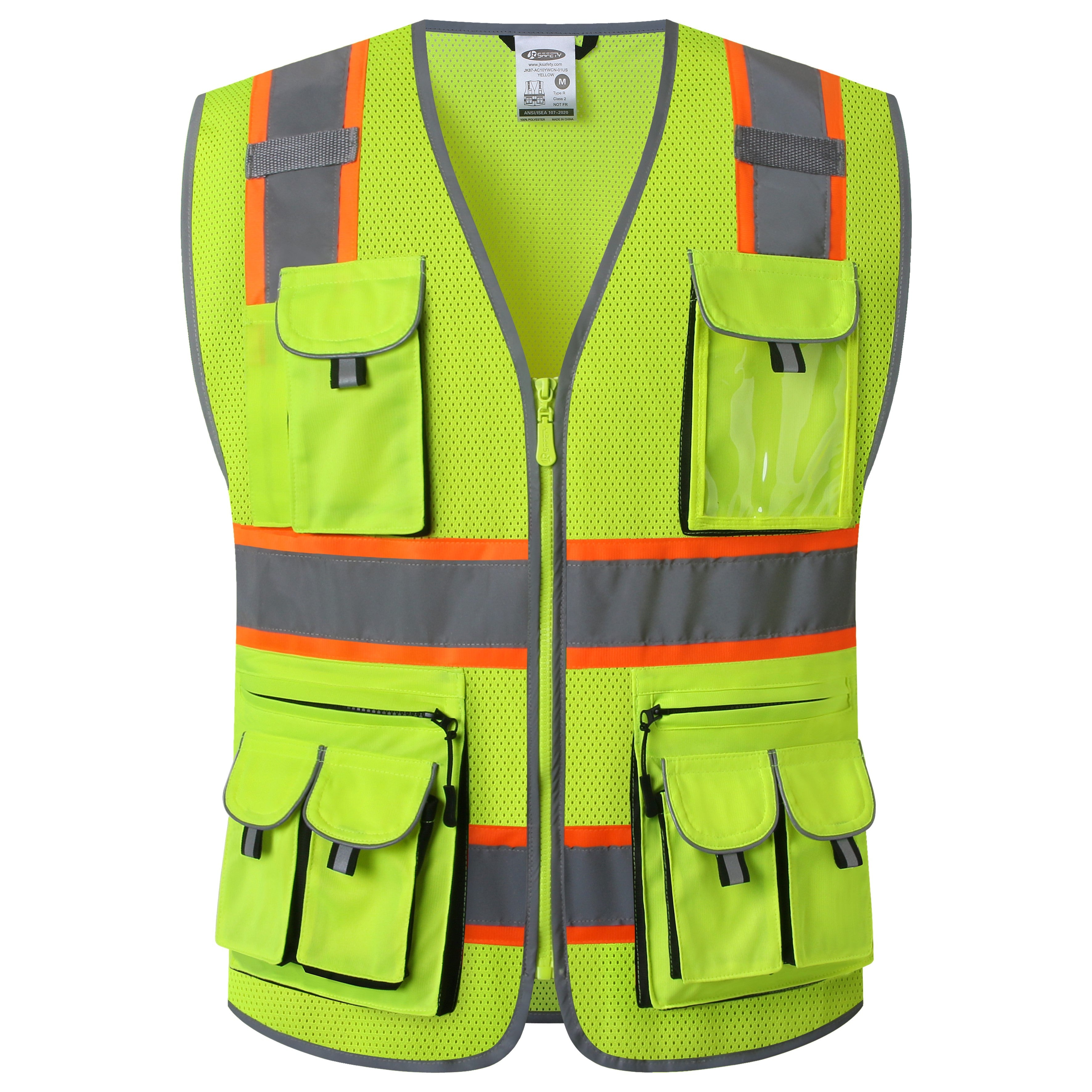 JKSafety 10 Pockets Two-Tone Mesh Hi-Vis Reflective Safety Vest (JK086)