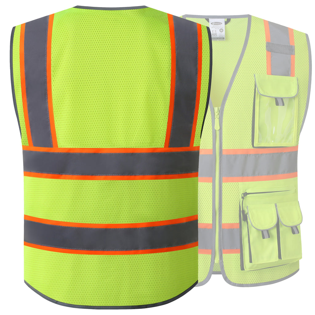 JKSafety 10 Pockets Two-Tone Mesh Hi-Vis Reflective Safety Vest (JK086)