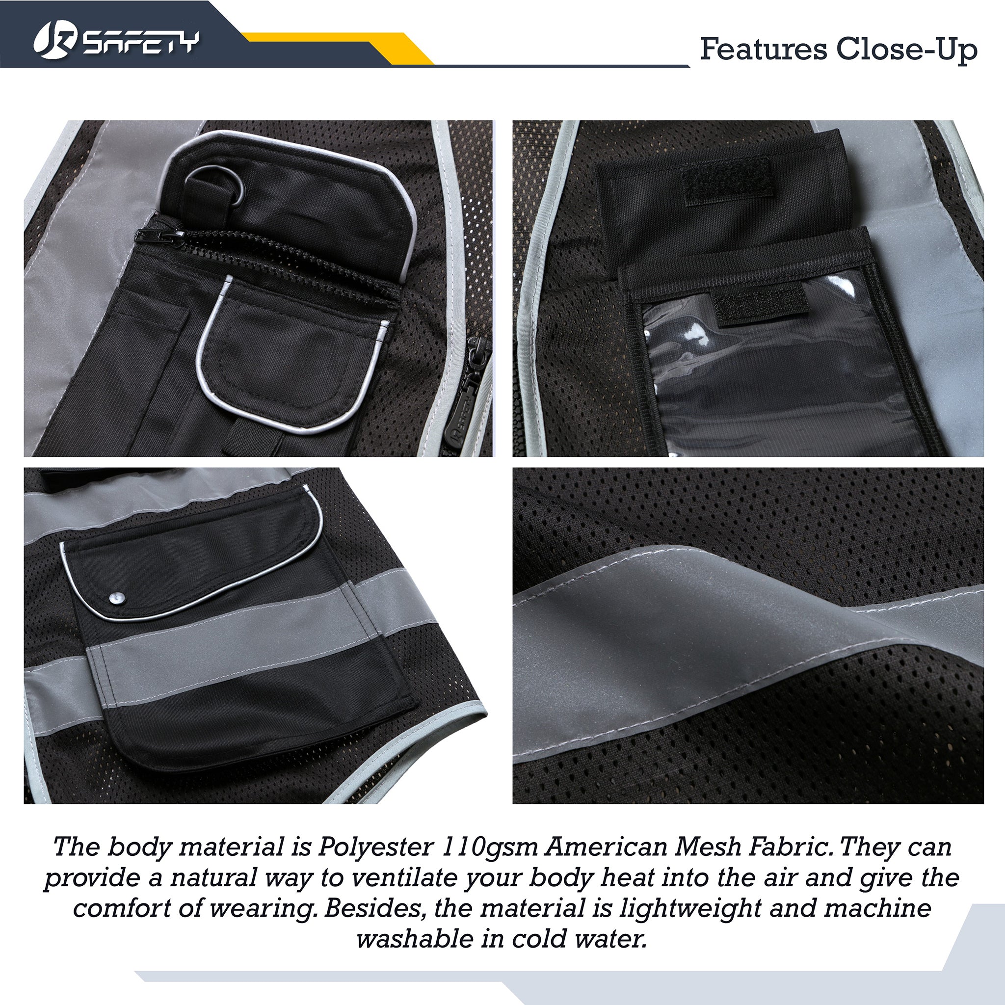 JKSafety 9 Pockets 2-Pack Hi-Vis Reflective Mesh Safety Vest (JK160)