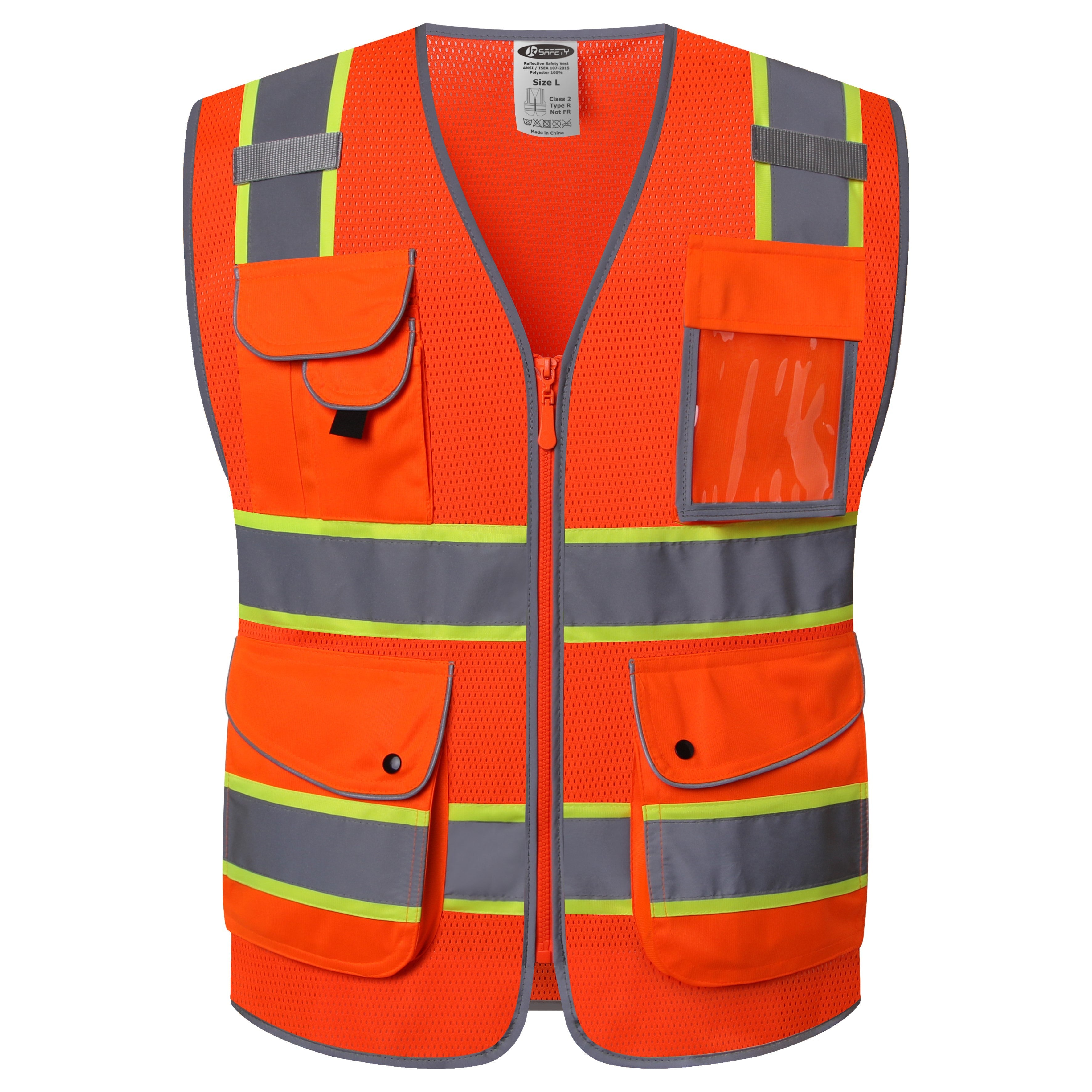 JKSafety 9 Pockets Mesh Two-Tone Hi-Vis Reflective Safety Vest (JK100)