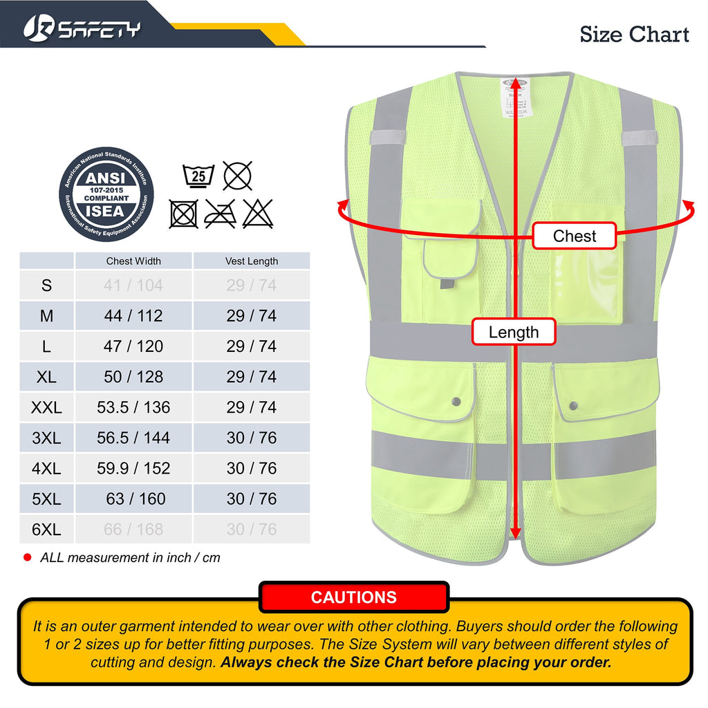 JKSafety 9 Pockets 2-Pack Hi-Vis Reflective Mesh Safety Vest (JK160)
