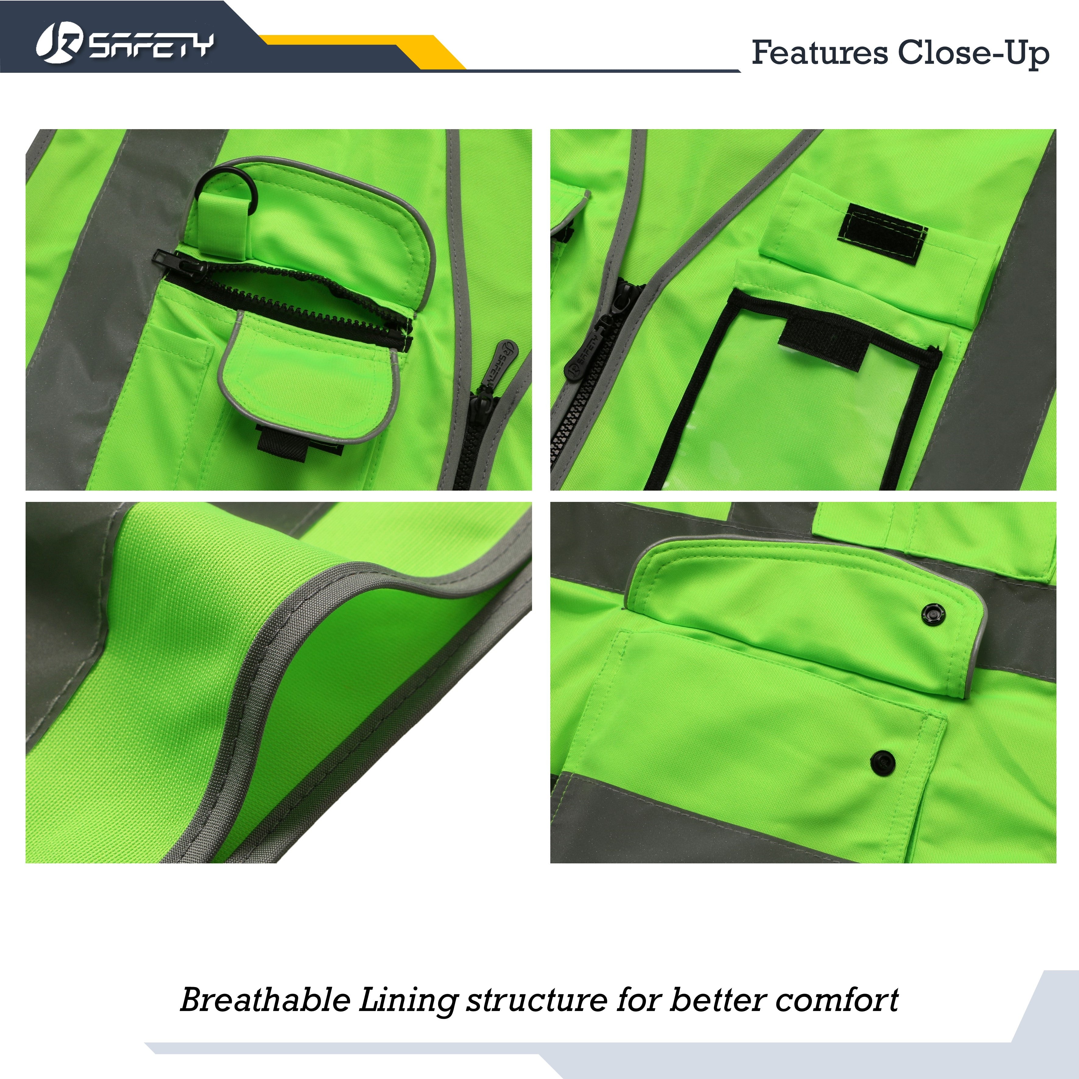 JKSafety 9 Pockets Hi-Vis Reflective Safety Vest (JK150)