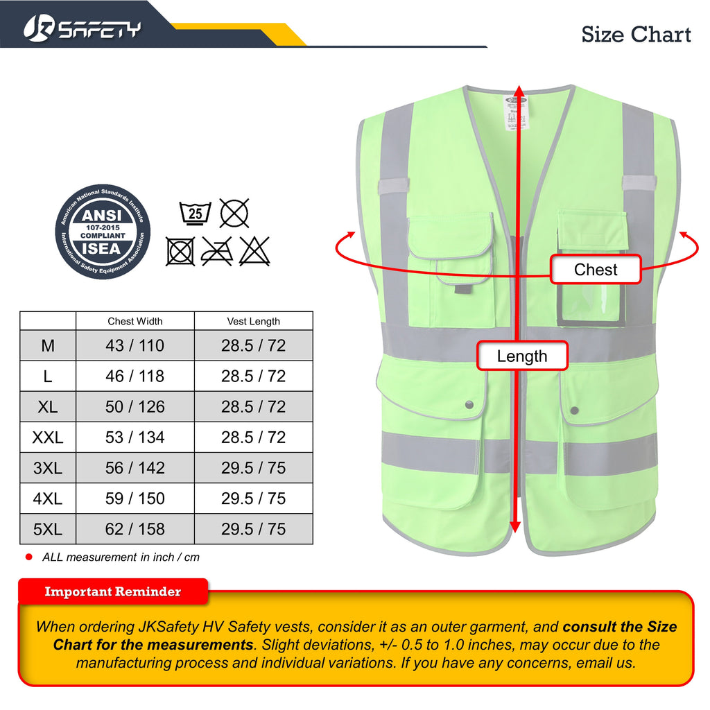 JKSafety 9 Pockets Hi-Vis Reflective Safety Vest (JK150)
