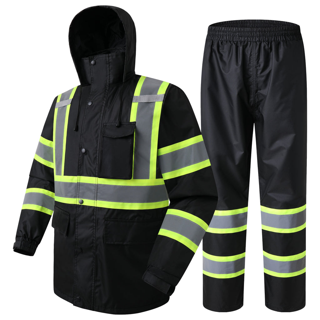 JKSafety Hi-Vis Rain Gear, Waterproof Reflective Rain Jacket and Pants (JKRS117)