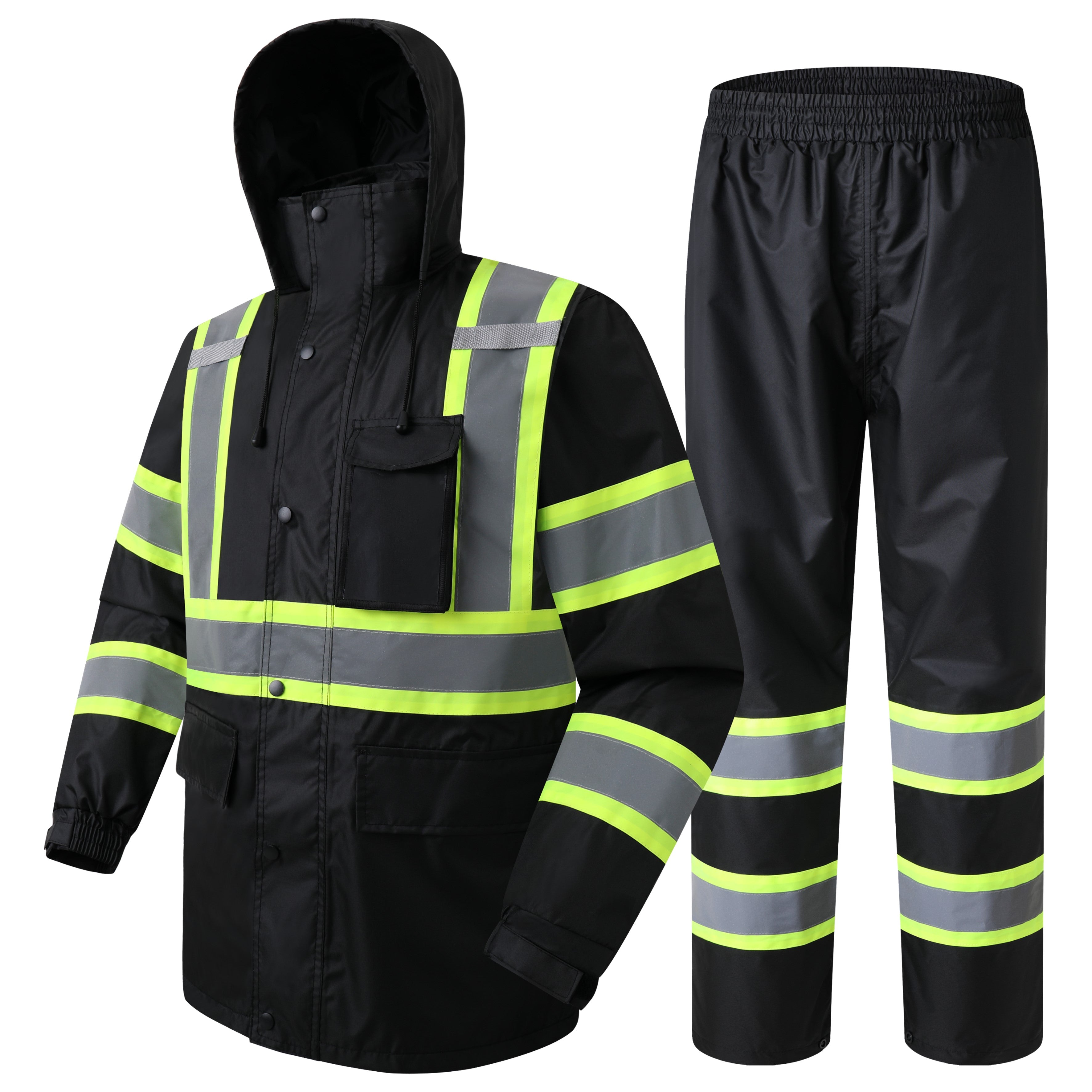 JKSafety Hi-Vis Rain Gear, Waterproof Reflective Rain Jacket and Pants (JKRS117)