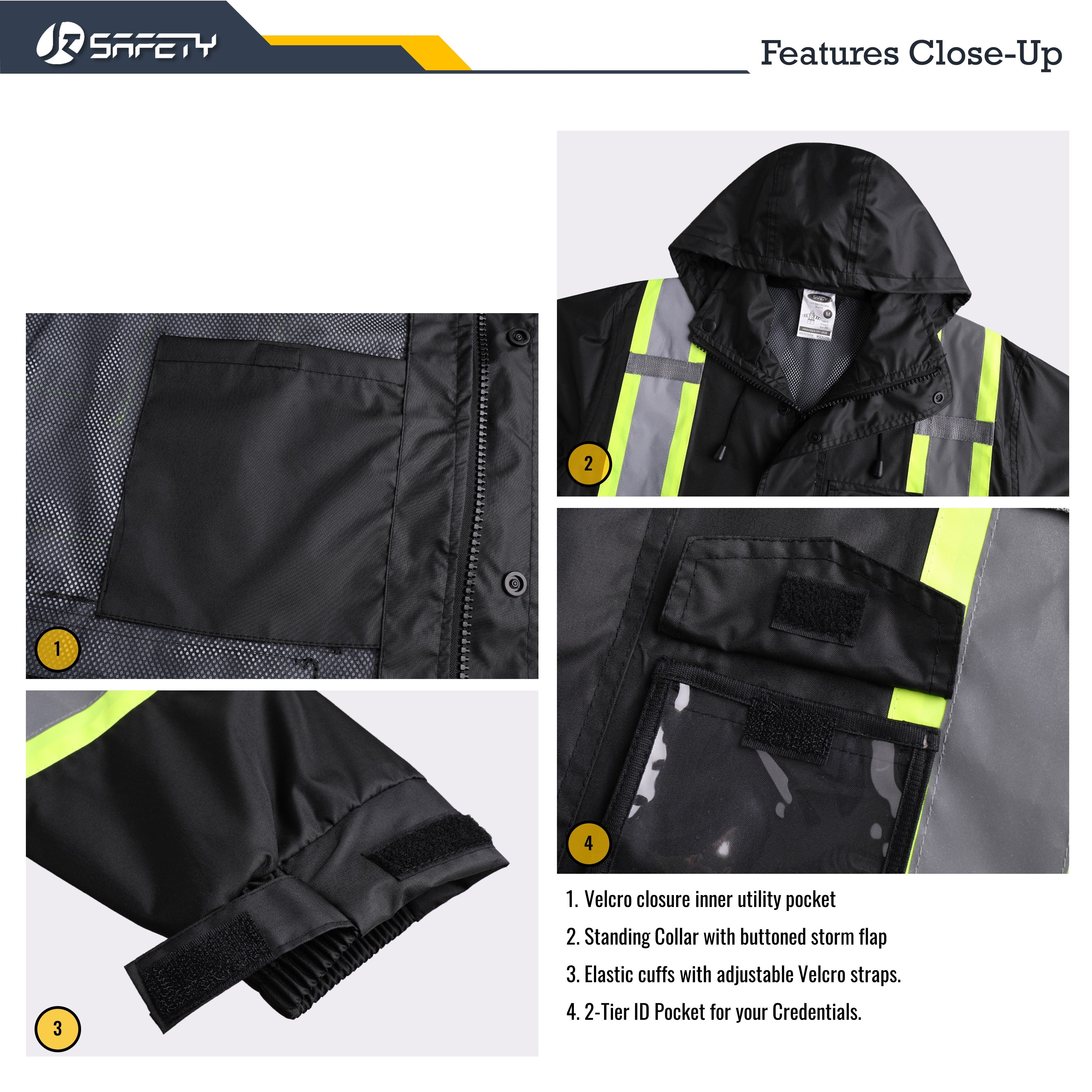 JKSafety Hi-Vis Rain Gear, Waterproof Reflective Rain Jacket and Pants (JKRS117)